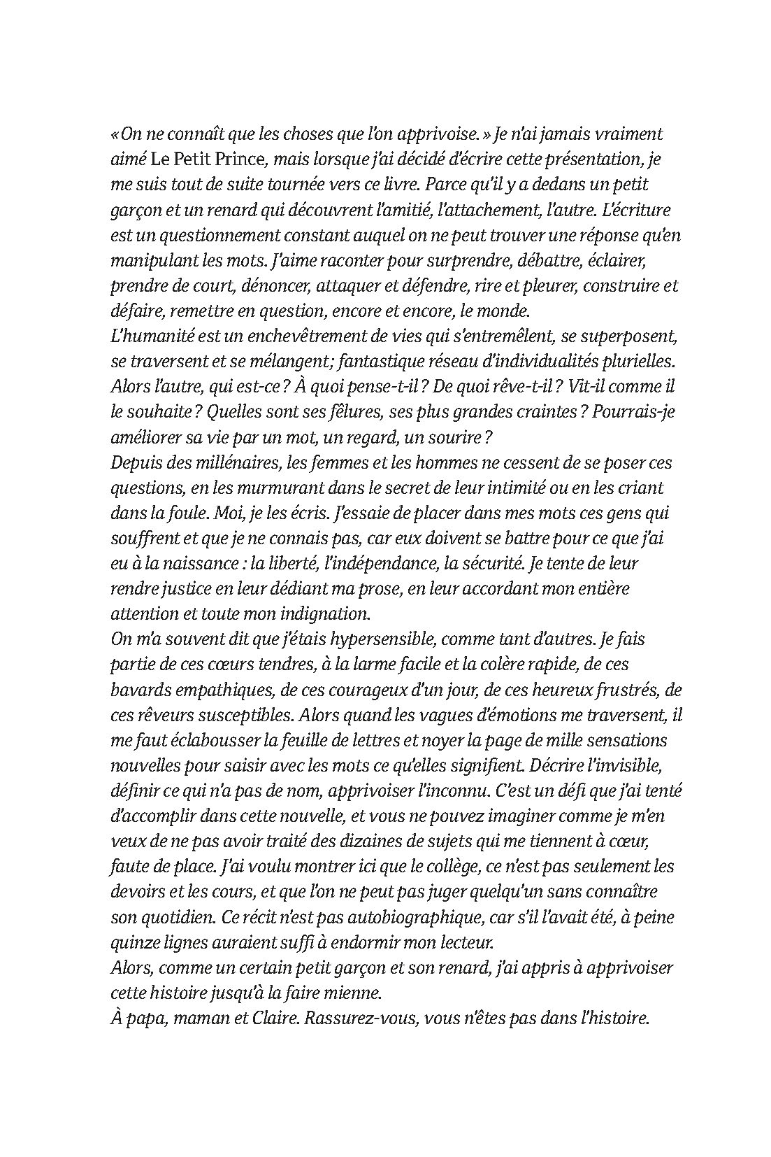 POUR CLARA. NOUVELLES D