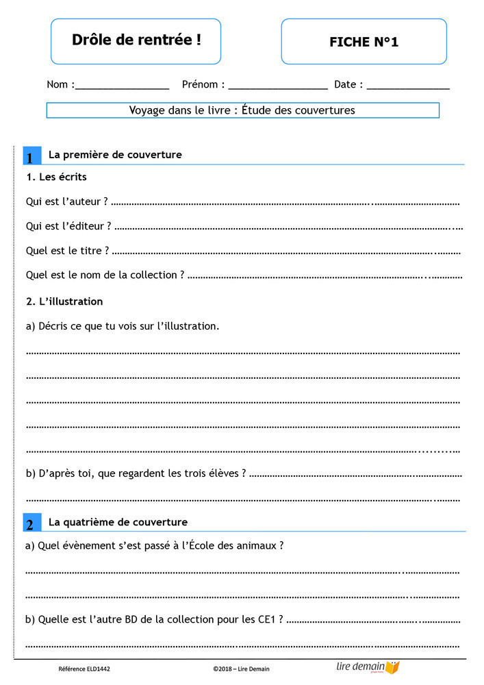 LECTURE SUIVIE - JE COMMENCE A LIRE EN BD : DROLE DE RENTREE (FICHIER SEUL)
