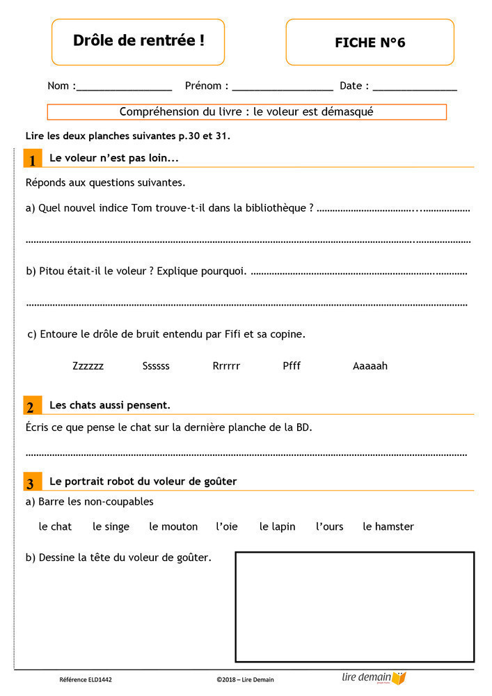 LECTURE SUIVIE - JE COMMENCE A LIRE EN BD : DROLE DE RENTREE (25 EX)