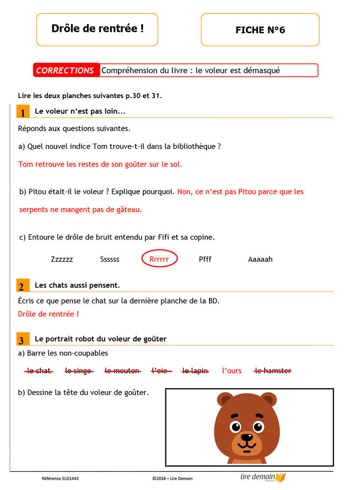 LECTURE SUIVIE - JE COMMENCE A LIRE EN BD : DROLE DE RENTREE (25 EX)