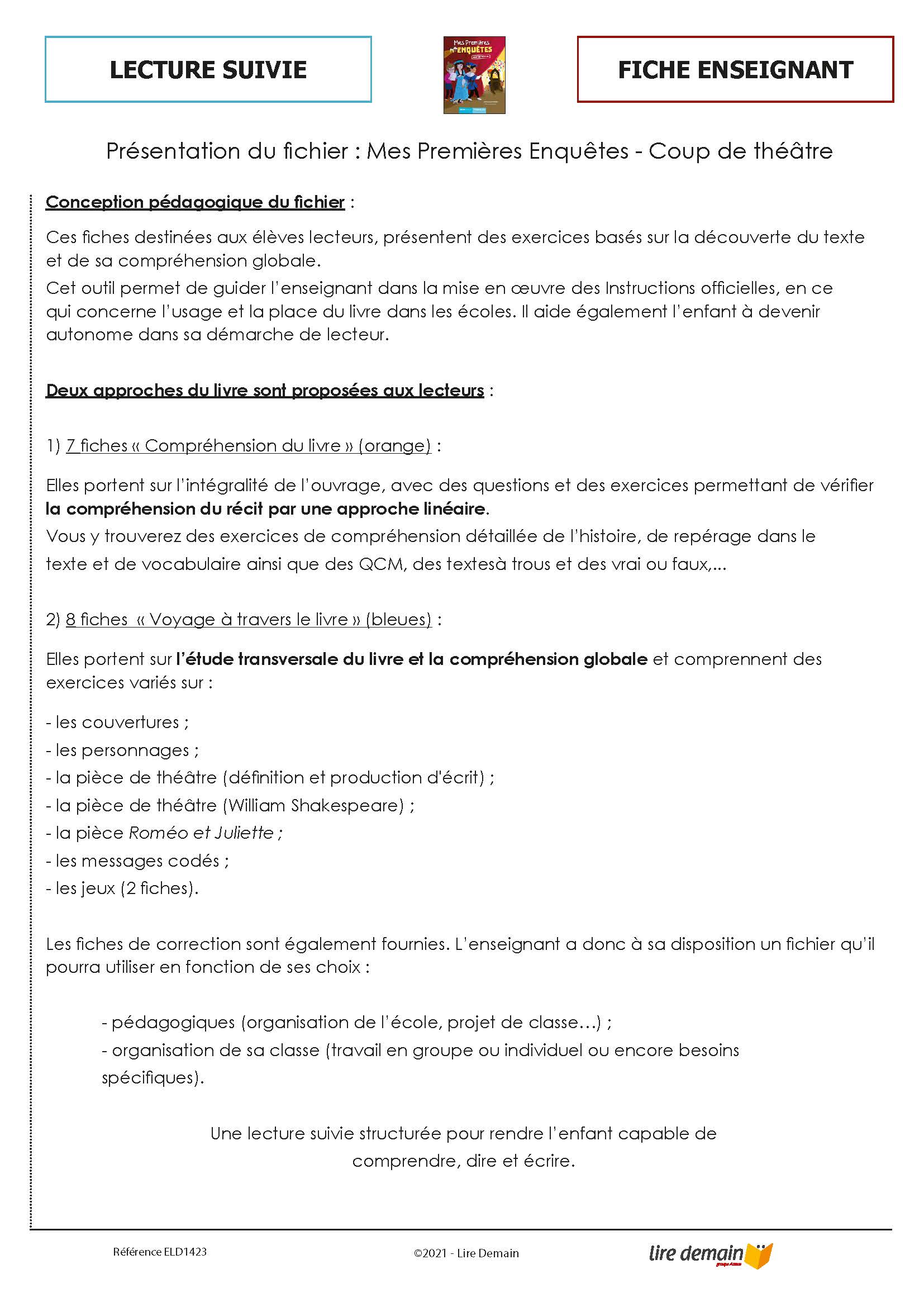 LECTURE SUIVIE - COUP DE THEATRE (FICHIER SEUL)