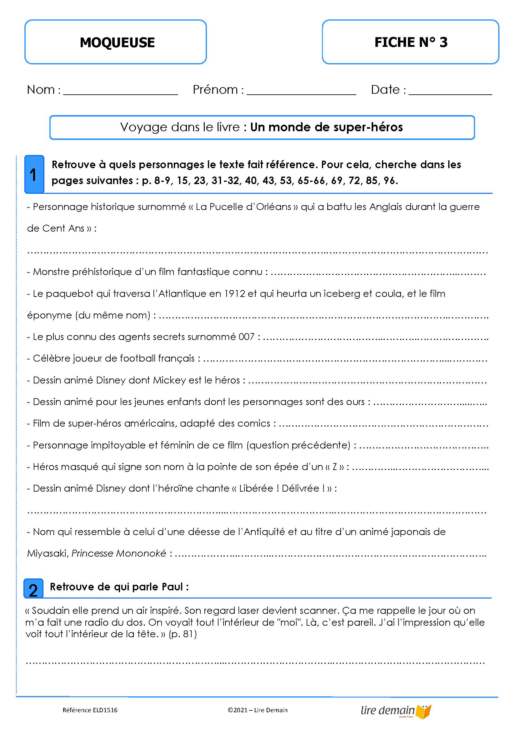 LECTURE SUIVIE - MOQUEUSE (FICHIER SEUL)