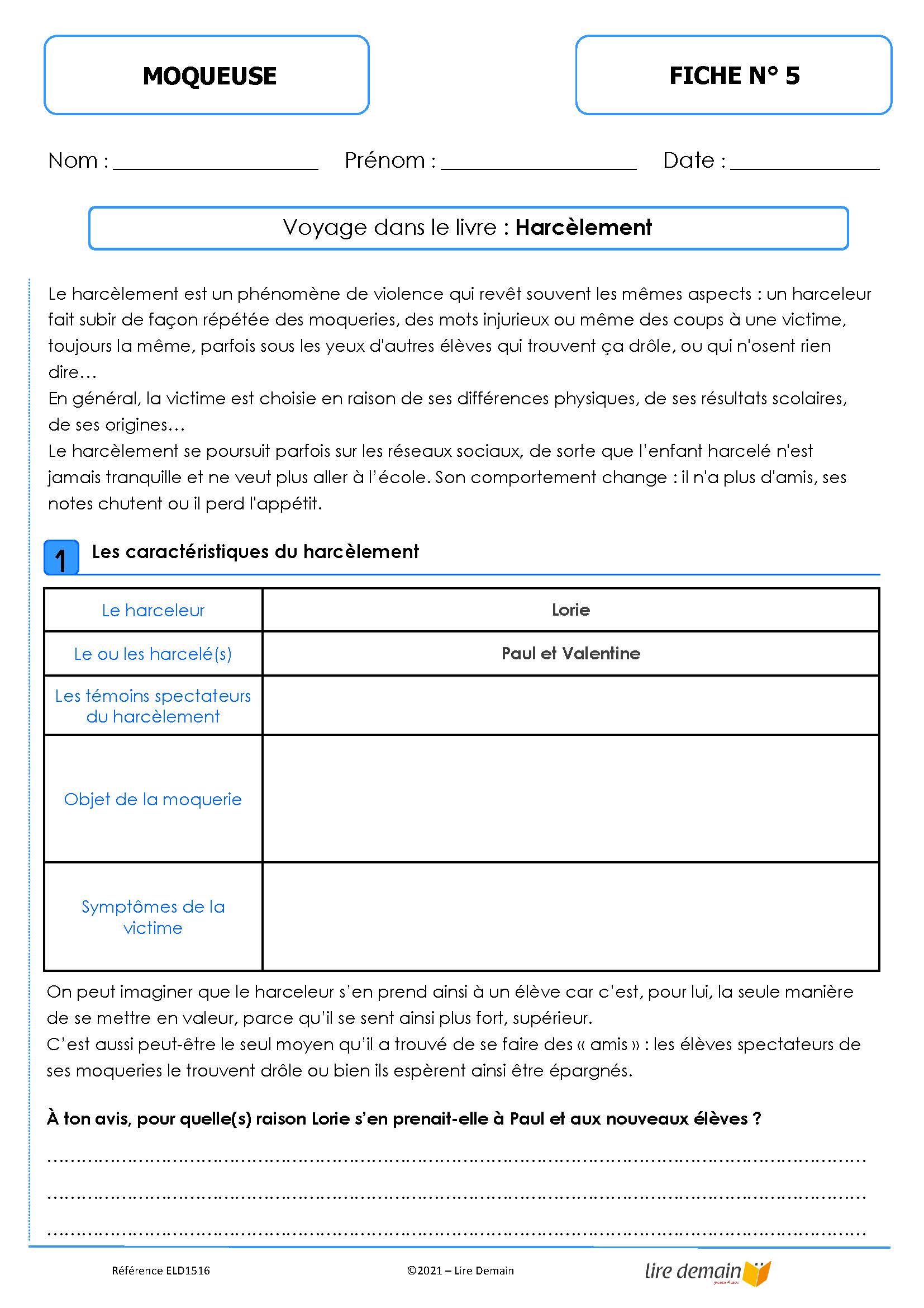 LECTURE SUIVIE - MOQUEUSE (FICHIER SEUL)