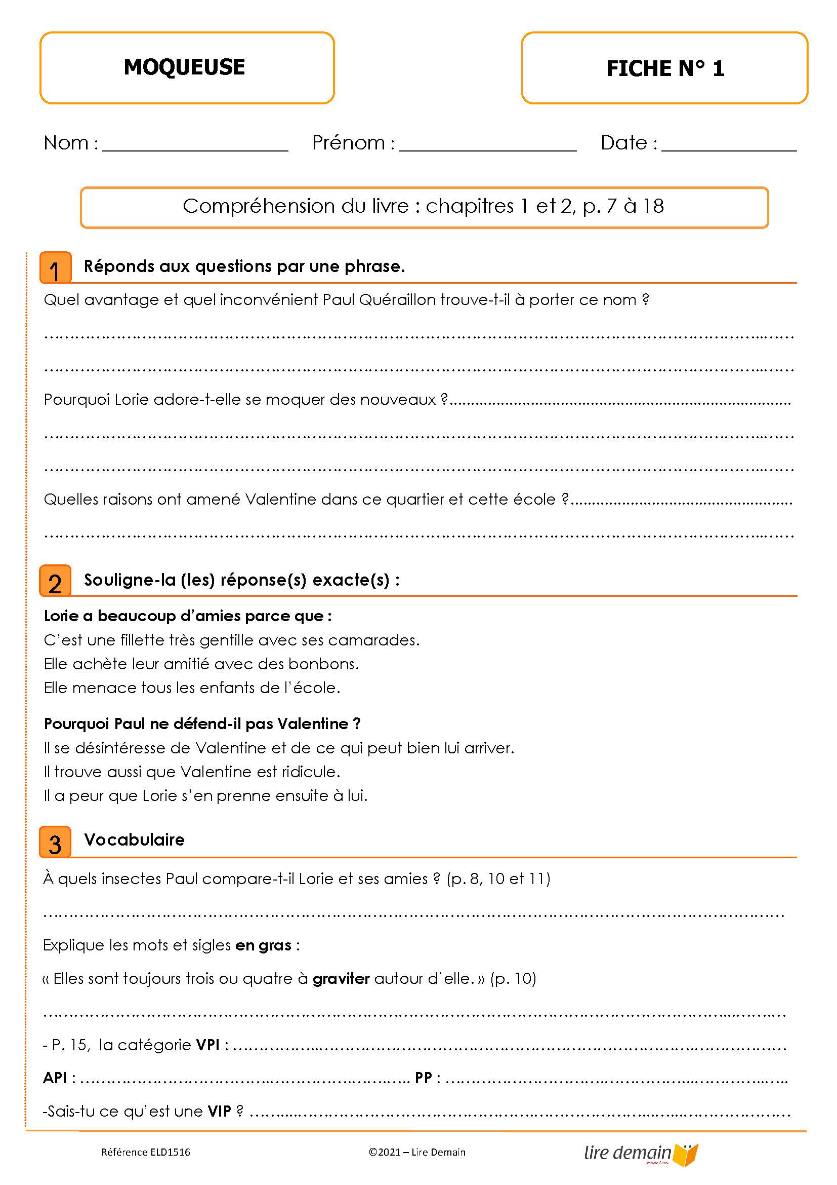 LECTURE SUIVIE - MOQUEUSE (25 EX)