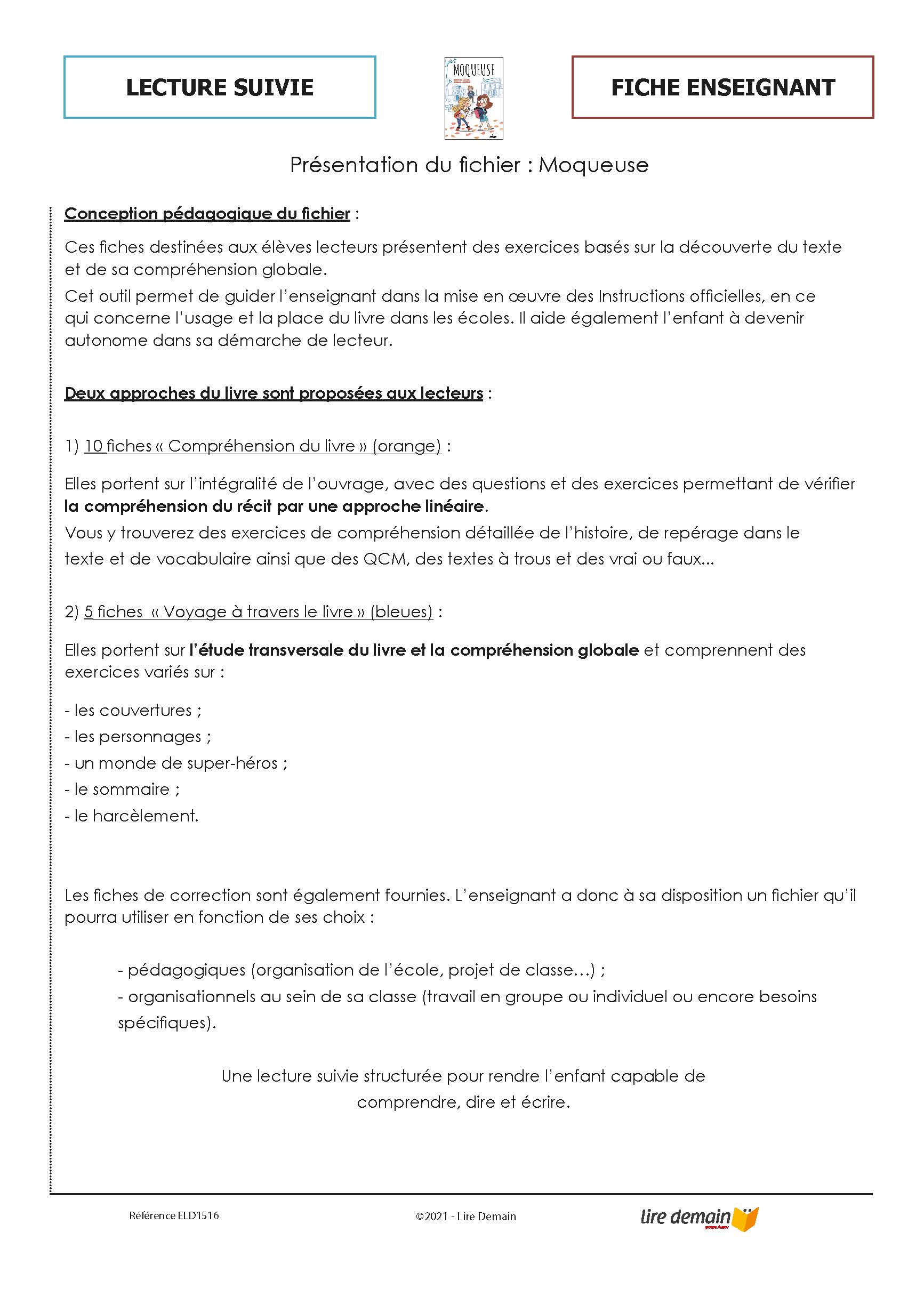 LECTURE SUIVIE - MOQUEUSE (25 EX)