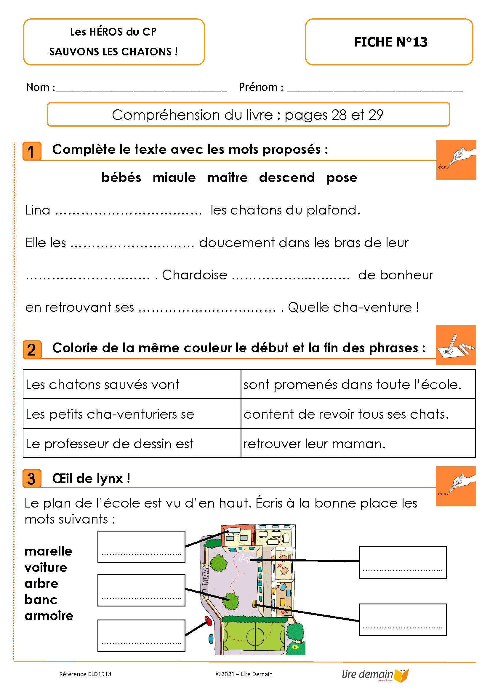 LECTURE SUIVIE - HEROS DU CP - SAUVONS LES CHATONS (FICHIER SEUL)