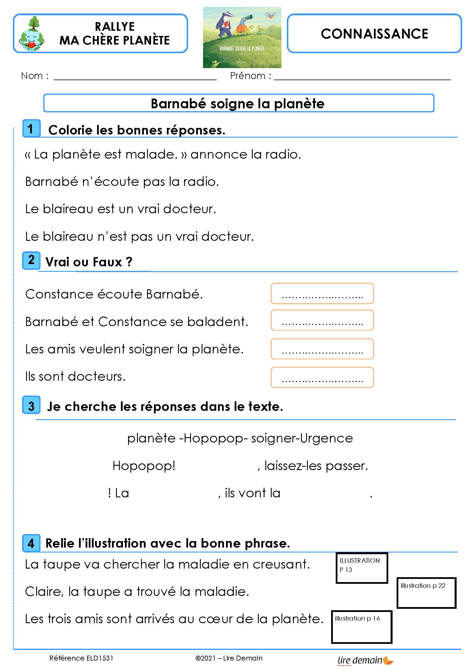 RALLYE LECTURE - MA CHERE PLANETE (FICHIER SEUL)