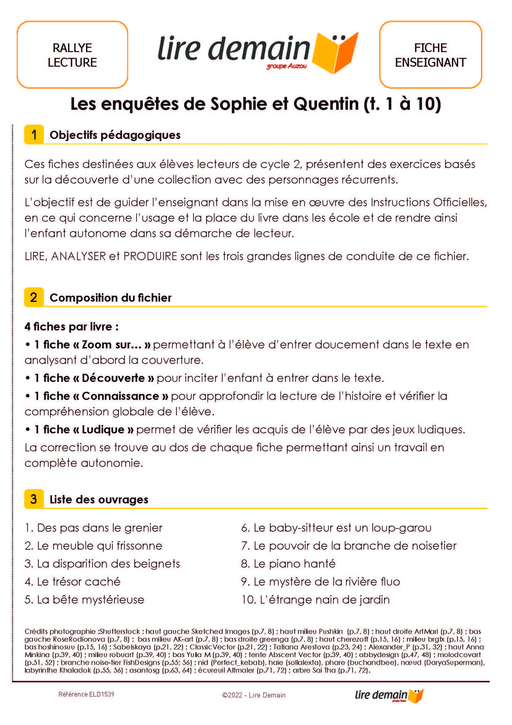 RALLYE LECTURE - LES ENQUETES DE QUENTIN ET SOPHIE (FICHIER SEUL)