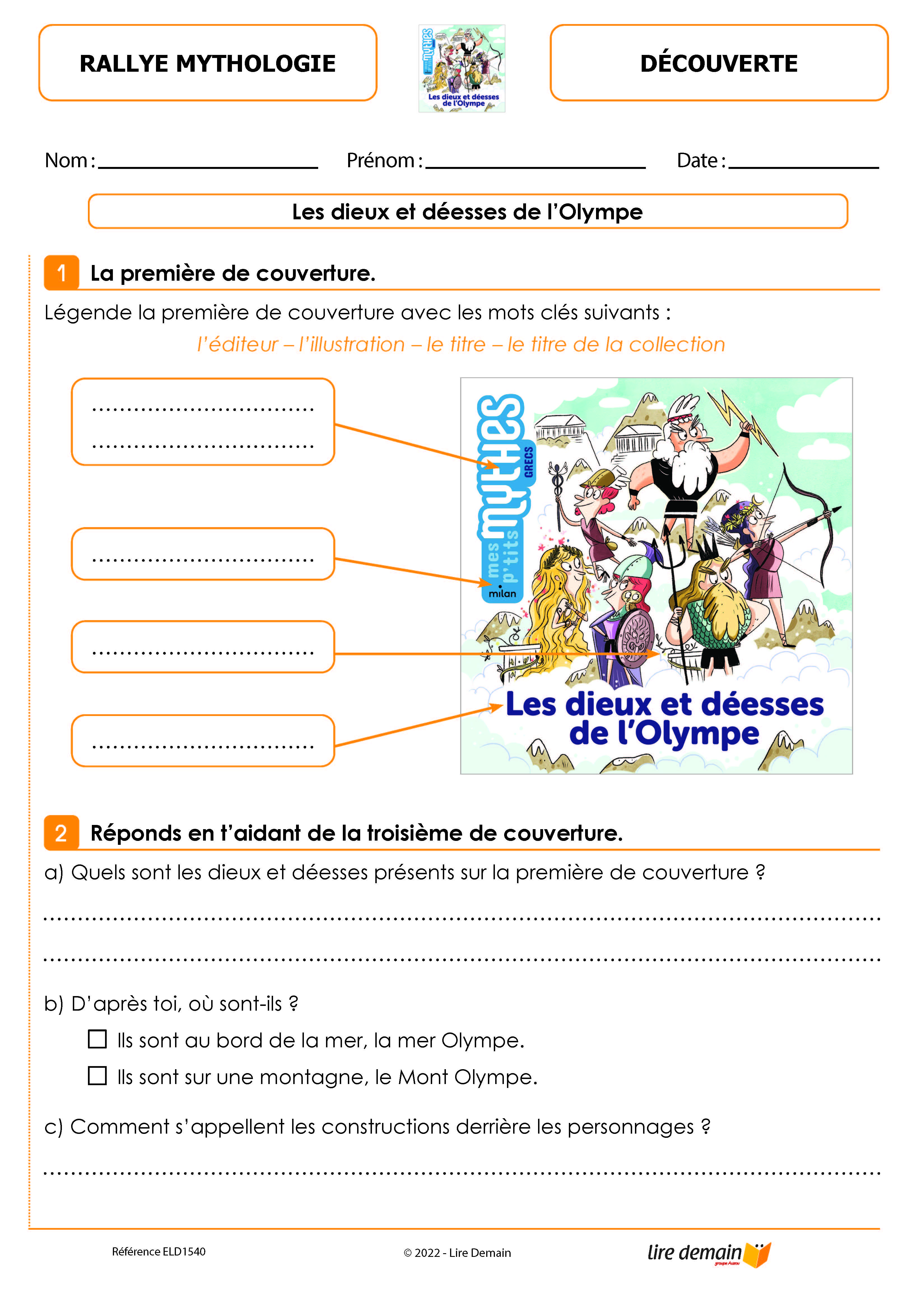 RALLYE LECTURE - MYTHES ET RECITS (FICHIER SEUL)