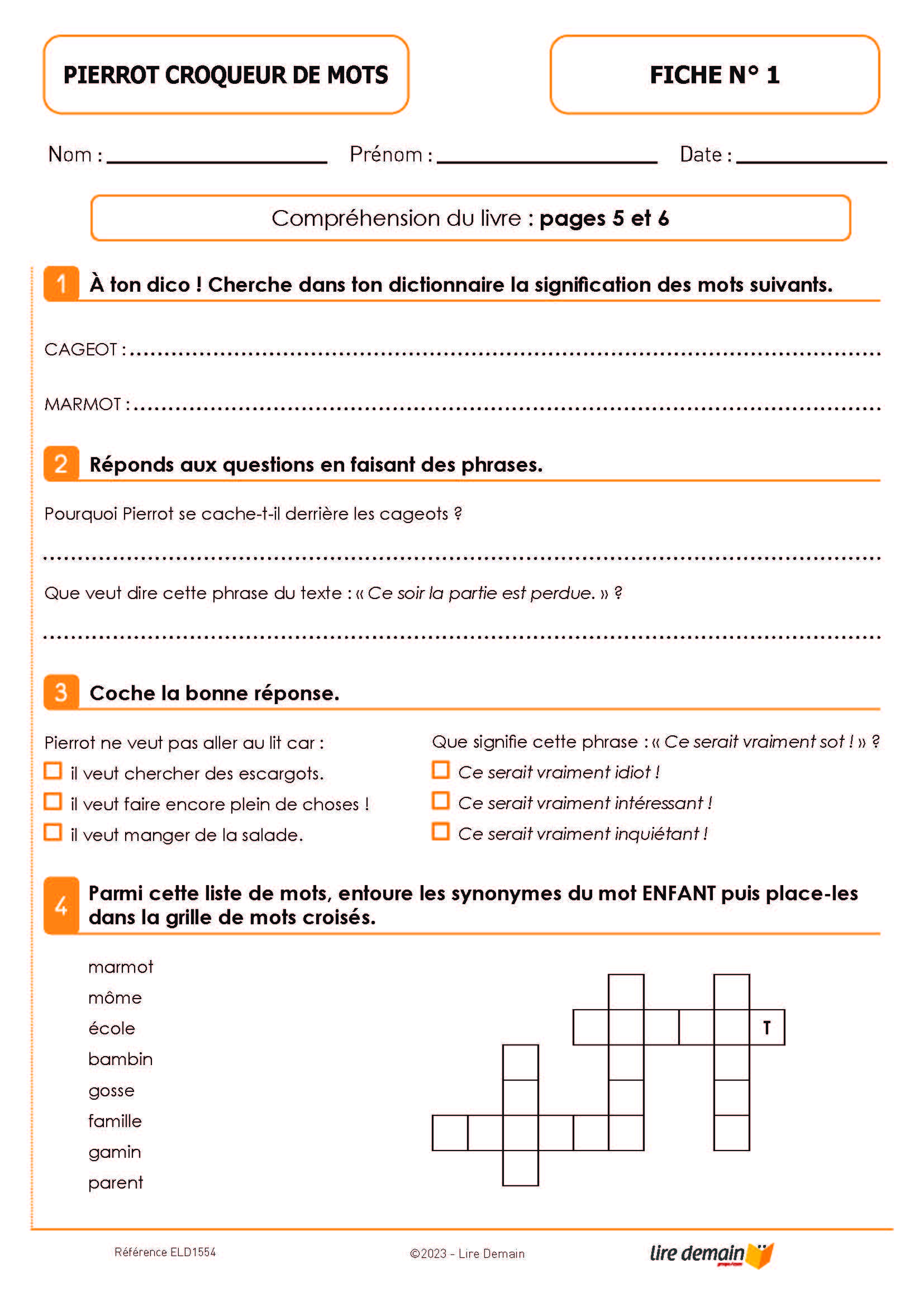 LECTURE SUIVIE - PIERROT CROQUEUR DE MOTS