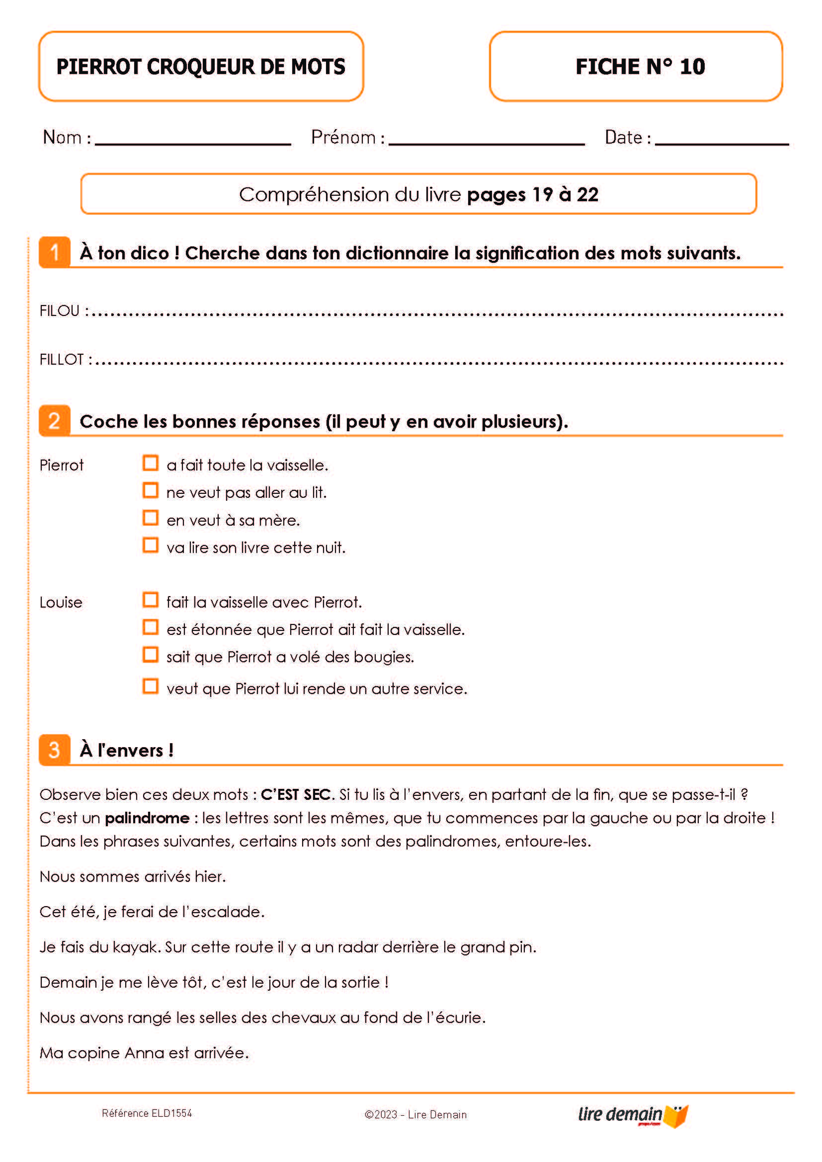 LECTURE SUIVIE - PIERROT CROQUEUR DE MOTS