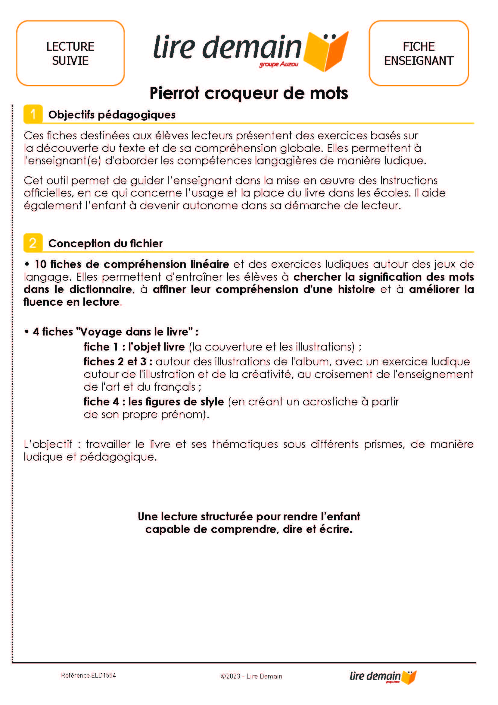 LECTURE SUIVIE - PIERROT CROQUEUR DE MOTS