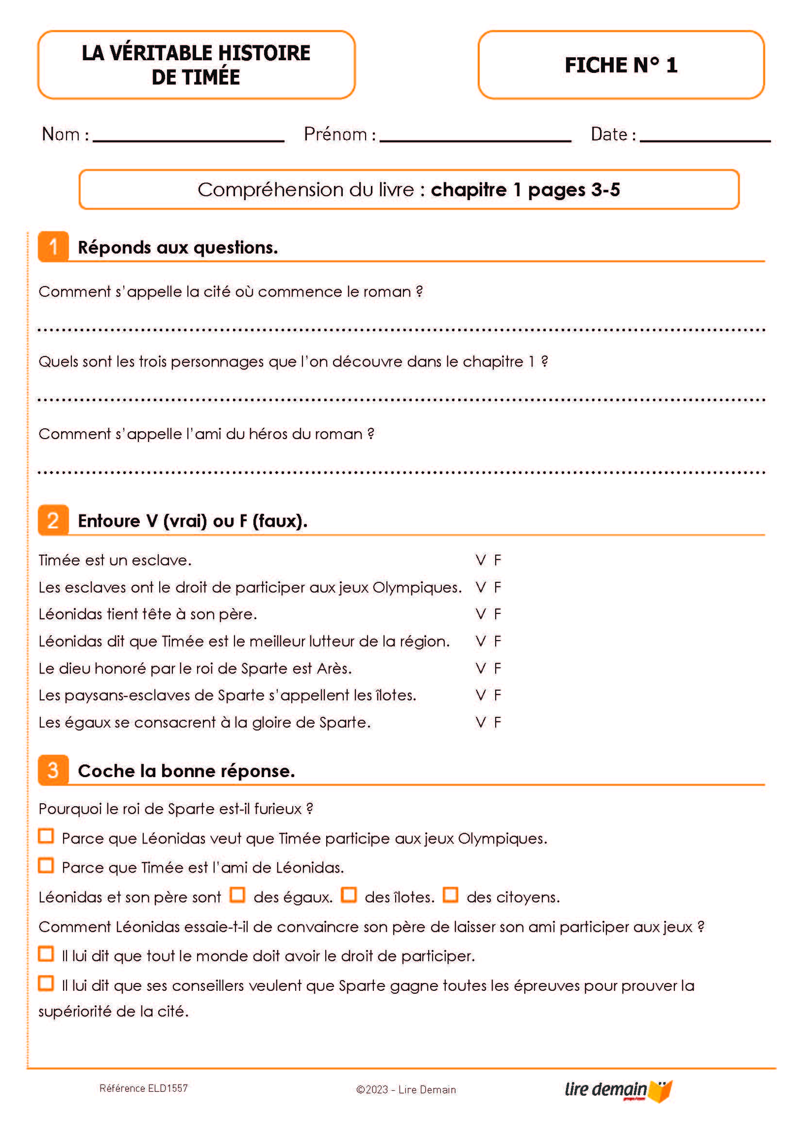 LECTURE SUIVIE - TIMEE AUX JEUX OLYMPIQUES (FICHIER SEUL)