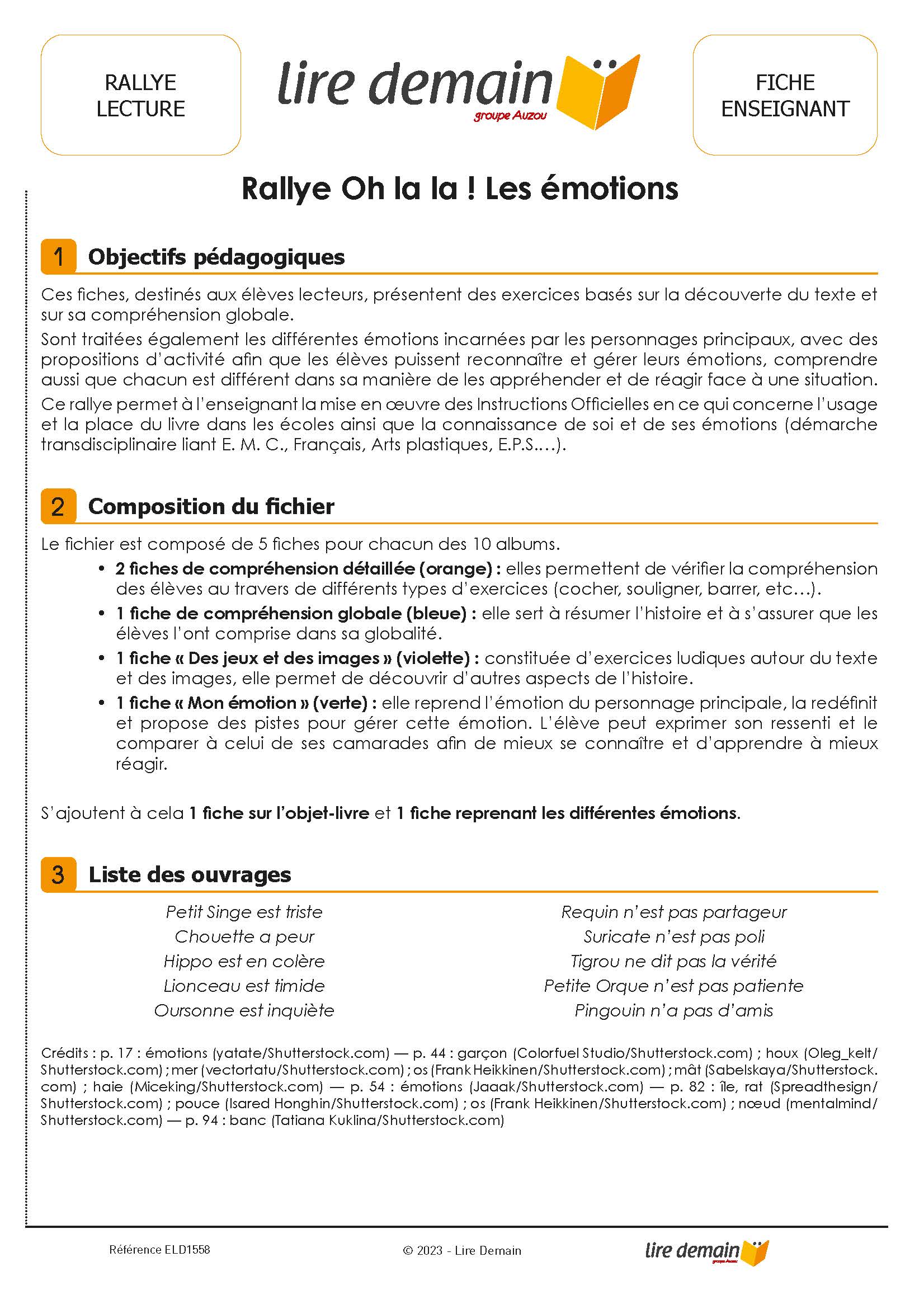 RALLYE LECTURE - OH LA LA LES EMOTIONS (FICHIER SEUL)