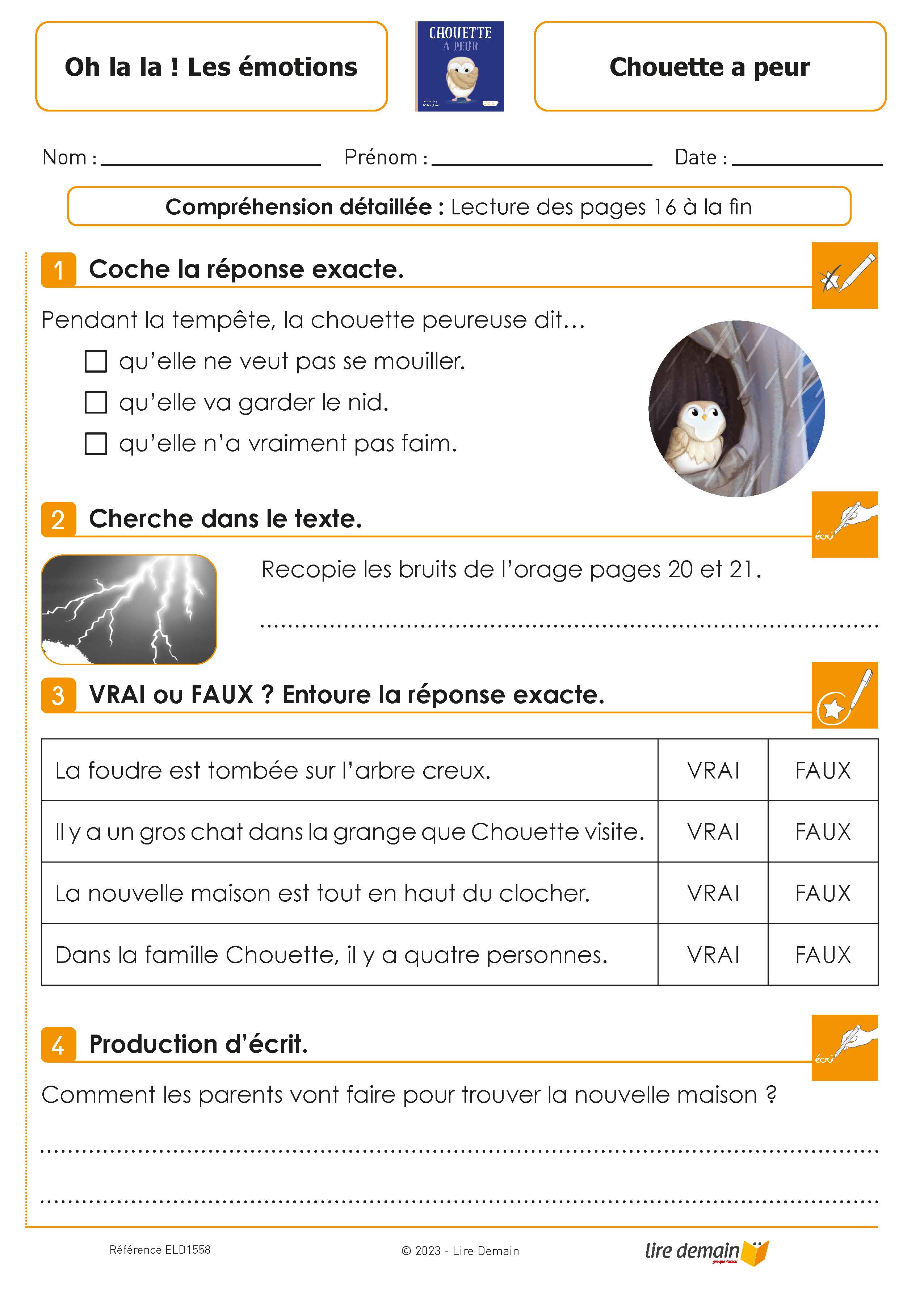 RALLYE LECTURE - OH LA LA LES EMOTIONS (FICHIER SEUL)