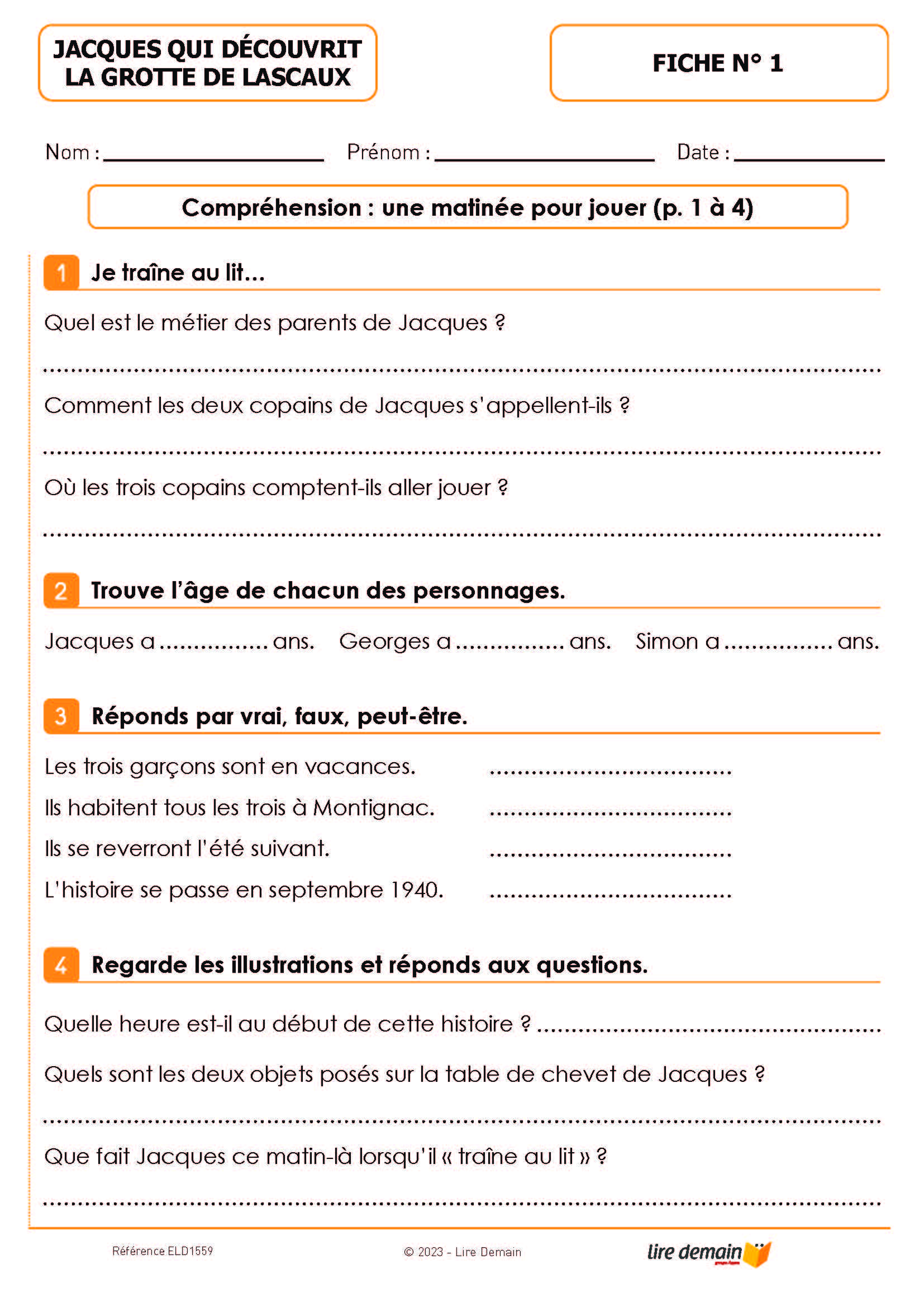 LECTURE SUIVIE - JACQUES QUI DECOUVRIT LA GROTTE DE LASCAUX (FICHIER SEUL)