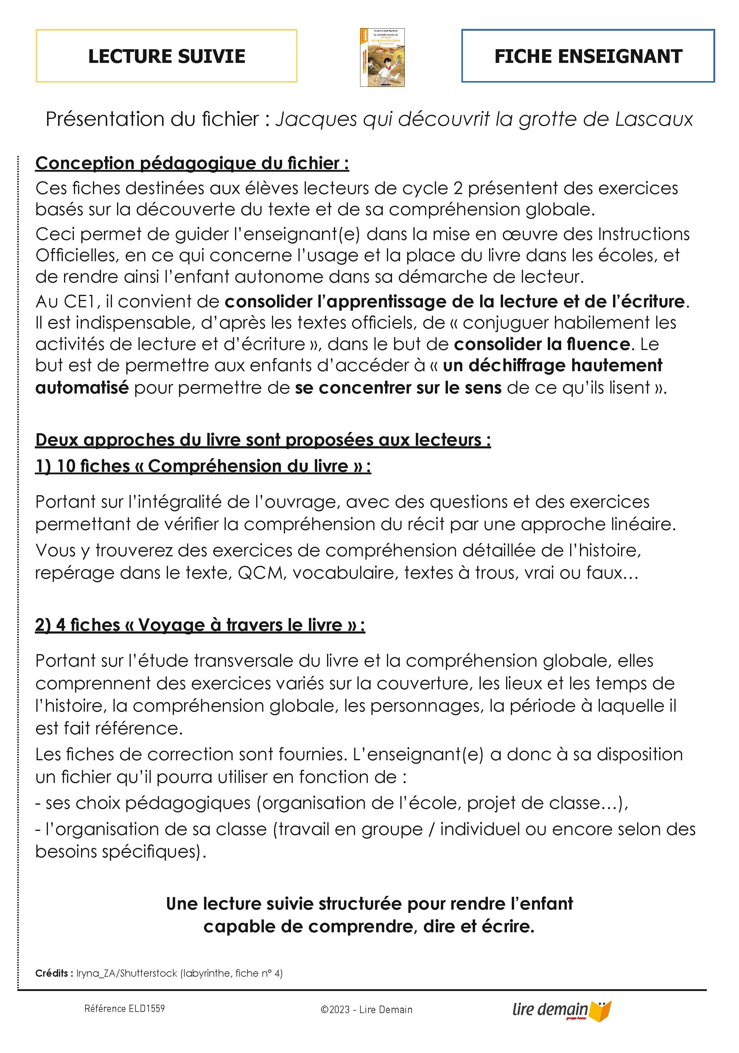 LECTURE SUIVIE - JACQUES QUI DECOUVRIT LA GROTTE DE LASCAUX (FICHIER SEUL)