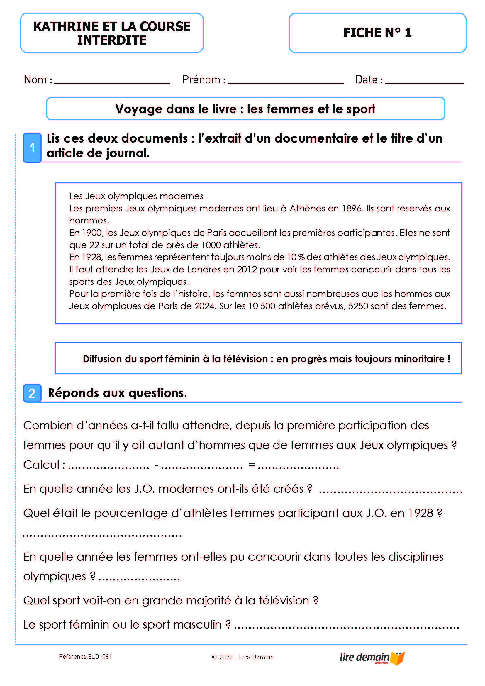 LECTURE SUIVIE - KATHRINE ET LA COURSE INTERDITE (FICHIER SEUL)