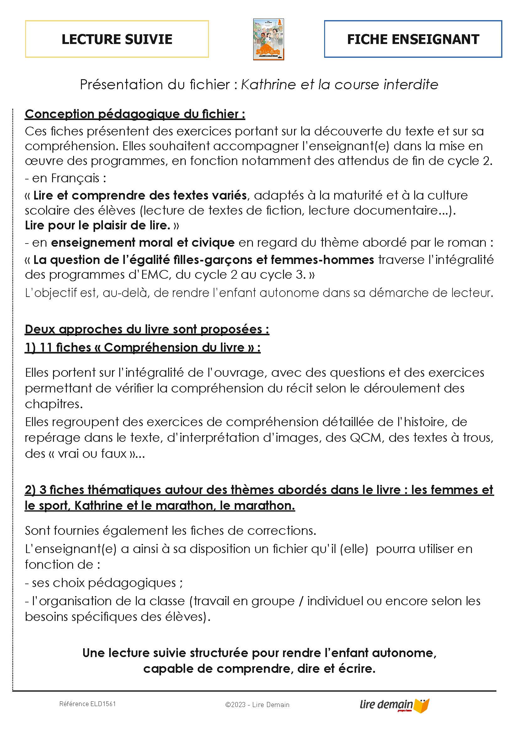 LECTURE SUIVIE - KATHRINE ET LA COURSE INTERDITE (25 EX)
