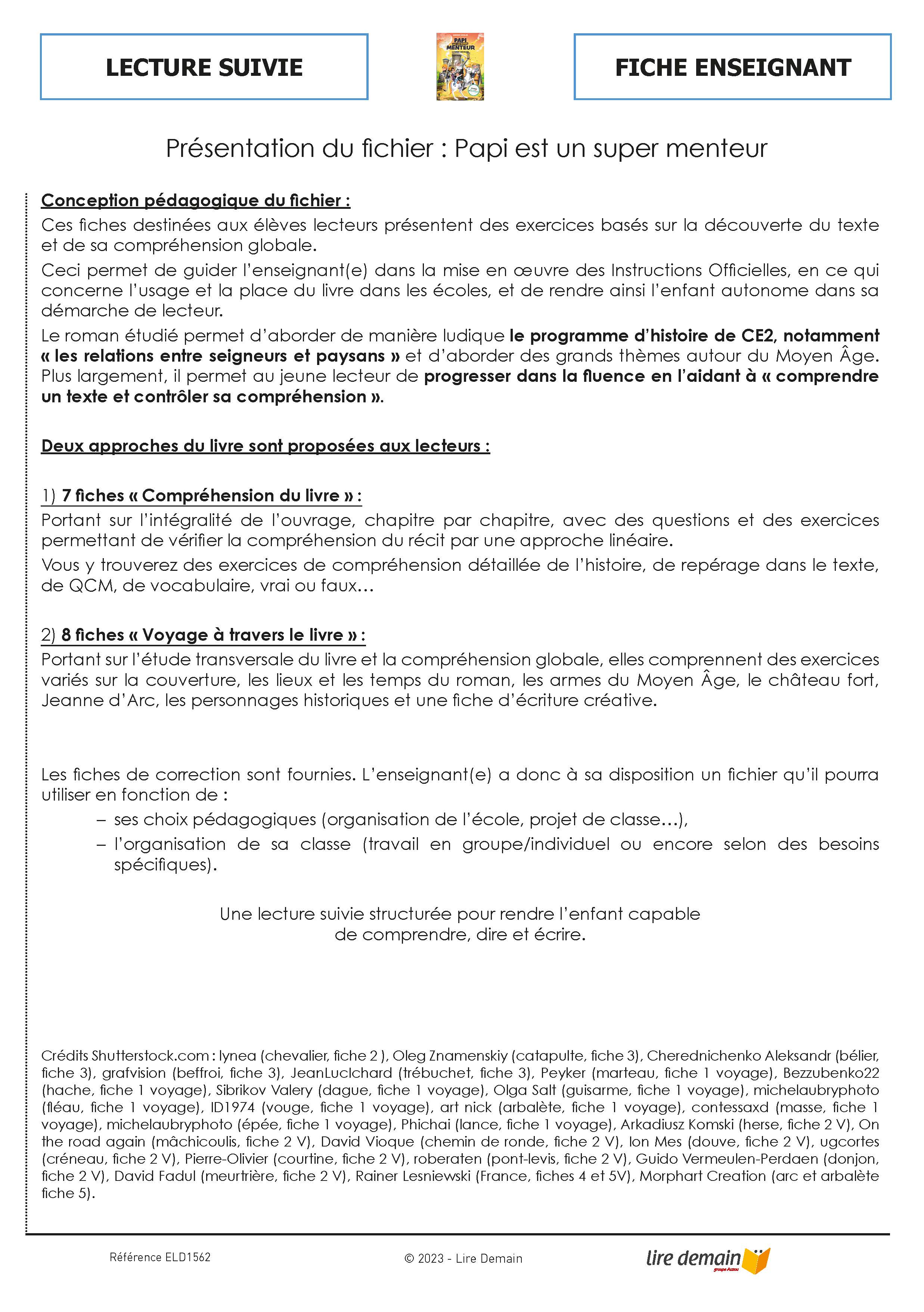 LECTURE SUIVIE PAPI EST UN SUPER MENTEUR : LE SUPER CHEVALIER (FICHIER SEUL)