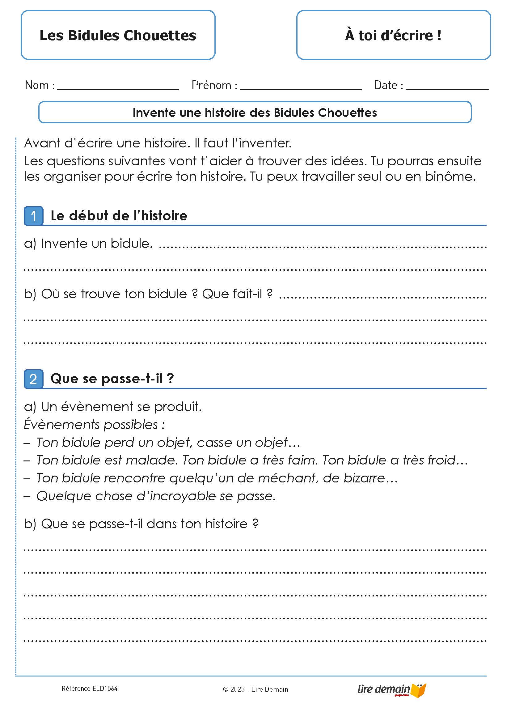 RALLYE LECTURE - LES BIDULES CHOUETTES (FICHIER SEUL)