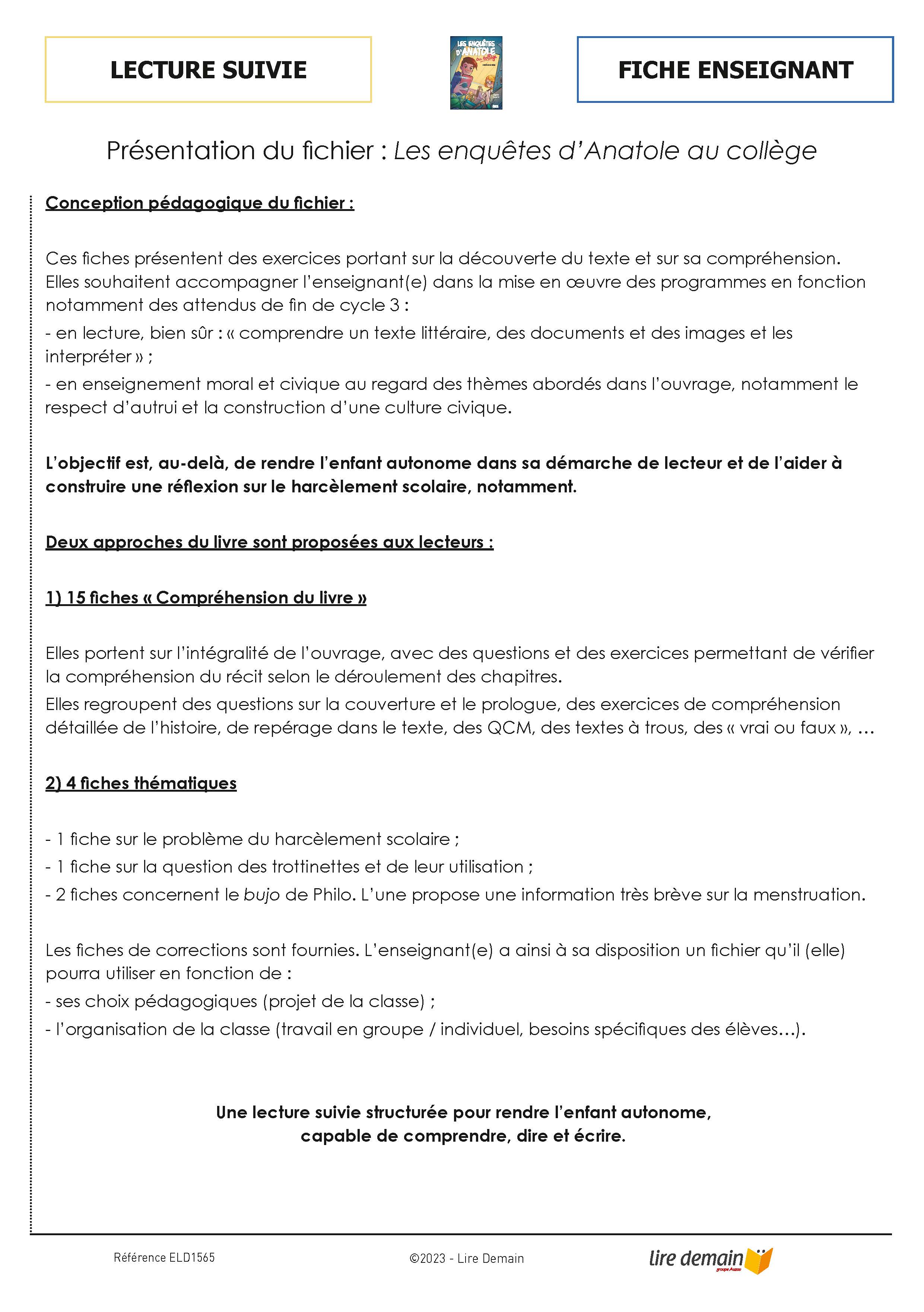 LECTURE SUIVIE - LES ENQUETES D