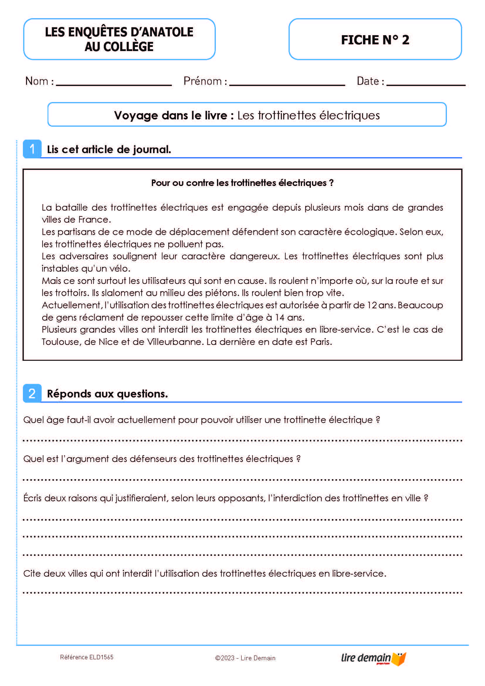 LECTURE SUIVIE - LES ENQUETES D