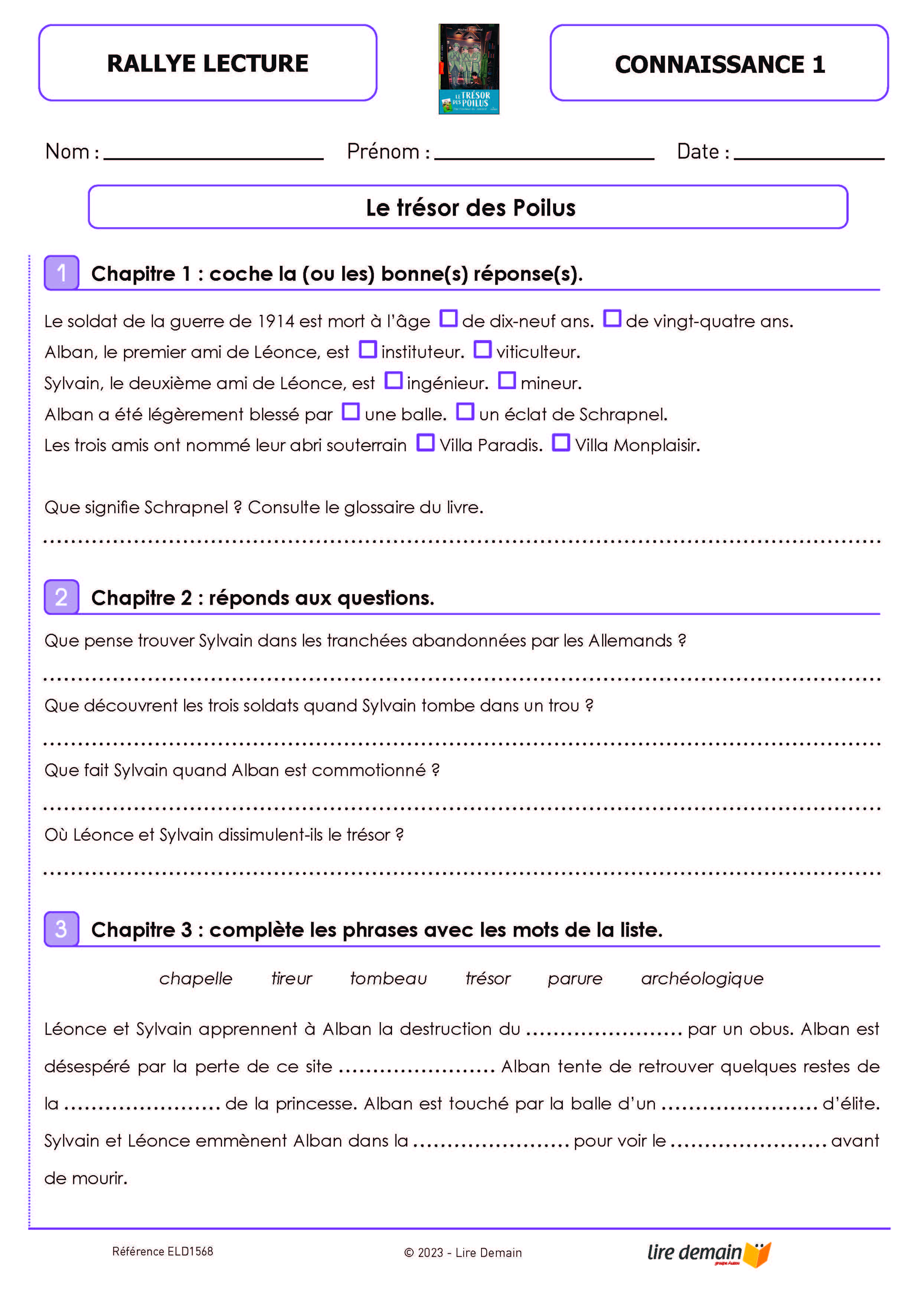 RALLYE LECTURE - HISTOIRE DU 20E SIECLE (FICHIER SEUL)