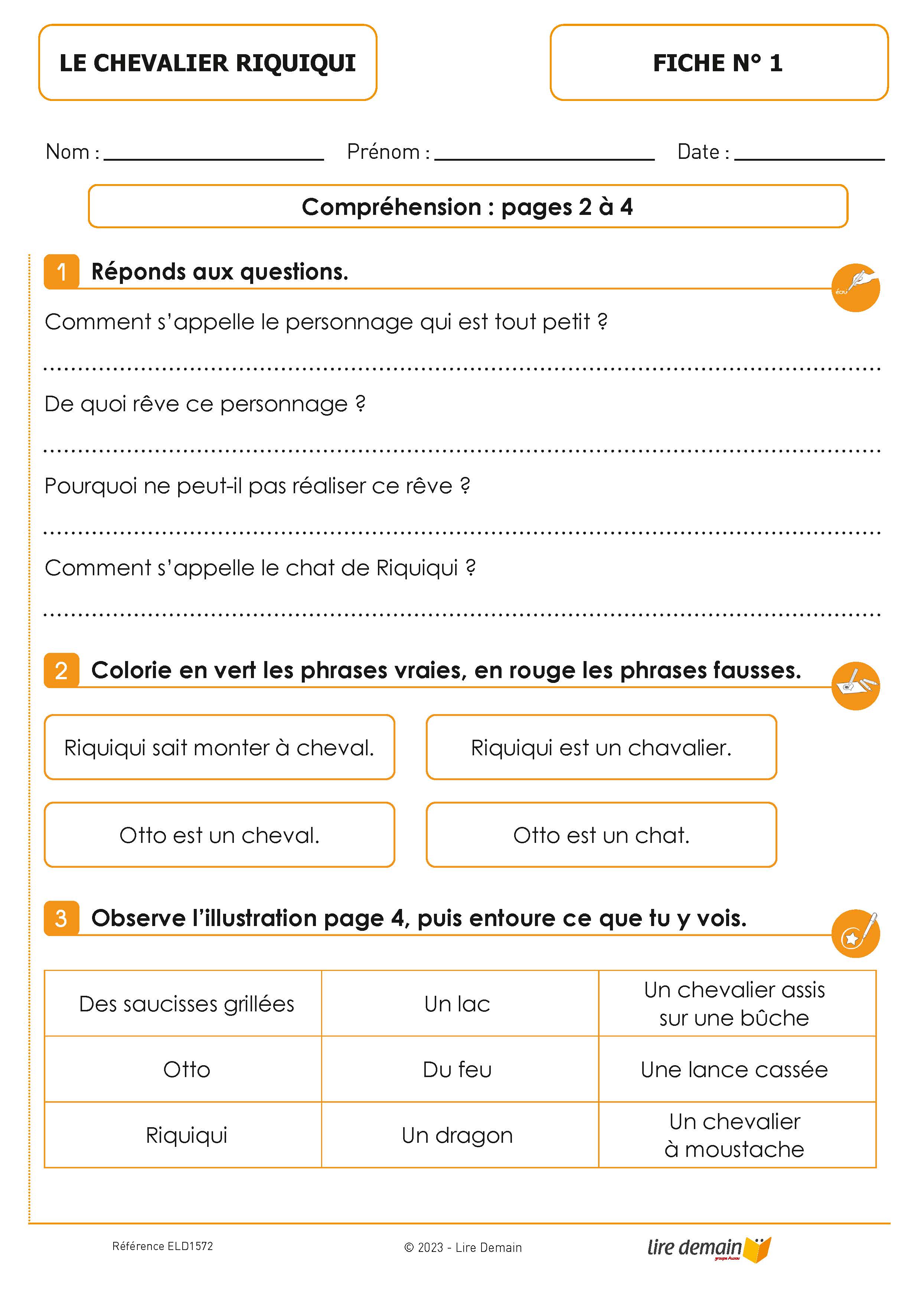 LECTURE SUIVIE  LE CHEVALIER RIQUIQUI - GARE AU DRAGON ! (FICHIER SEUL)