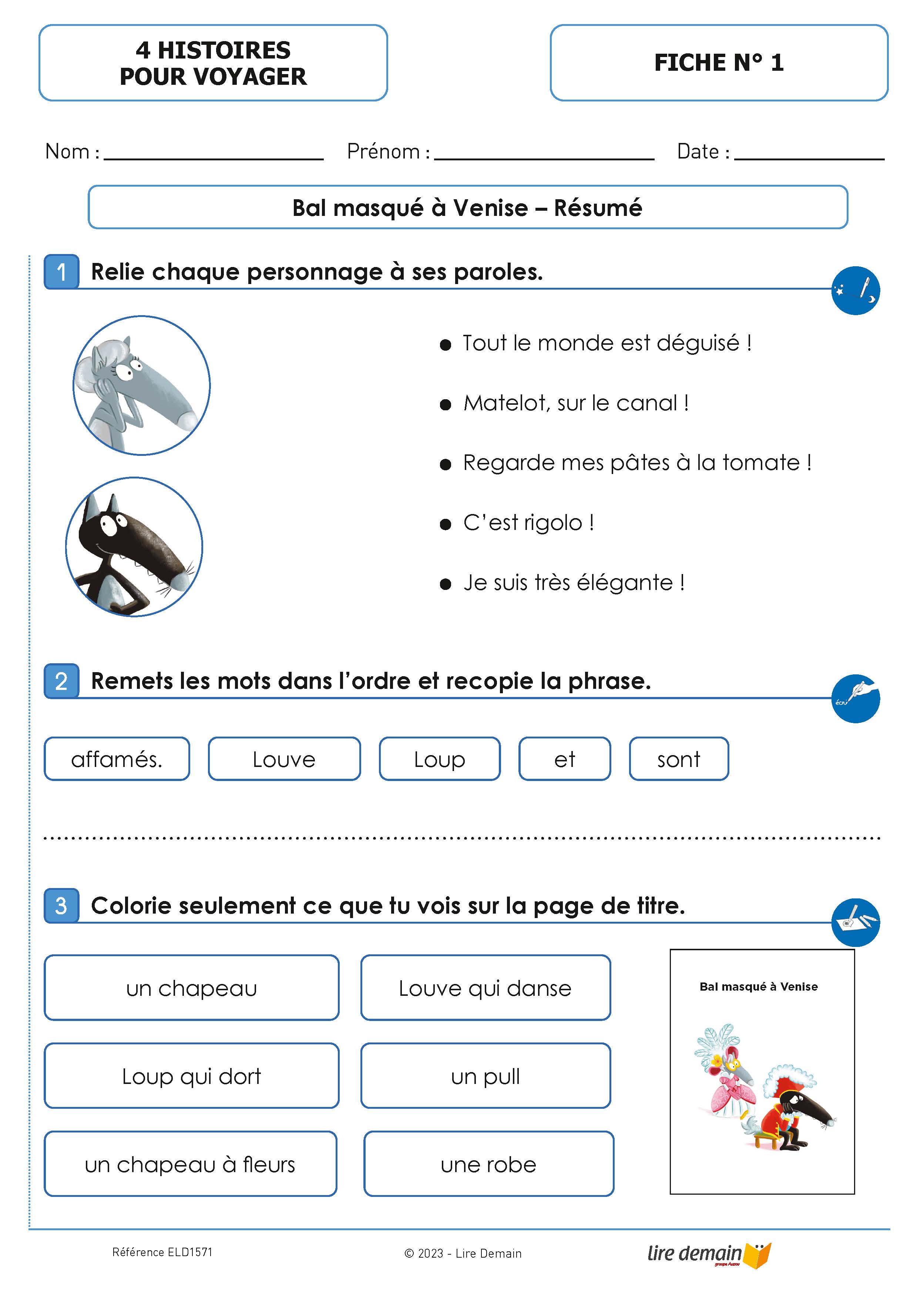 LECTURE SUIVIE - 4 HISTOIRES POUR VOYAGER AVEC LOUP (FICHIER SEUL)