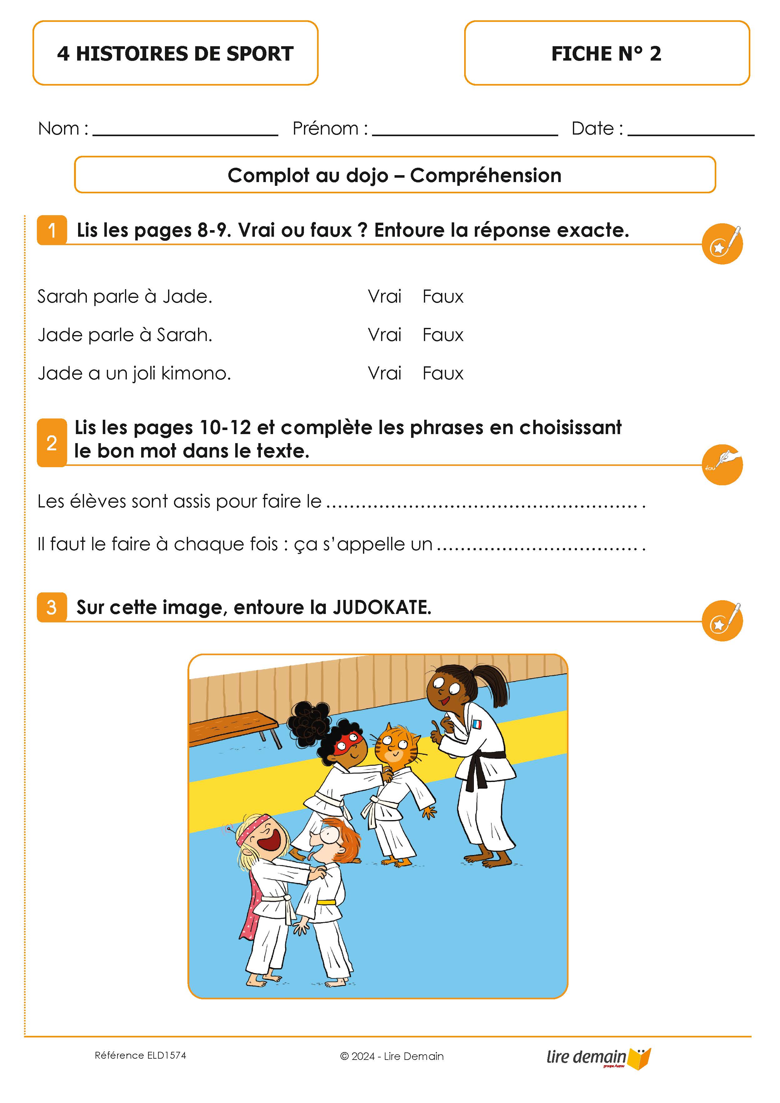 LECTURE SUIVIE 4 HISTOIRES DE SPORT - LES HEROS DU CP  (FICHIER SEUL)