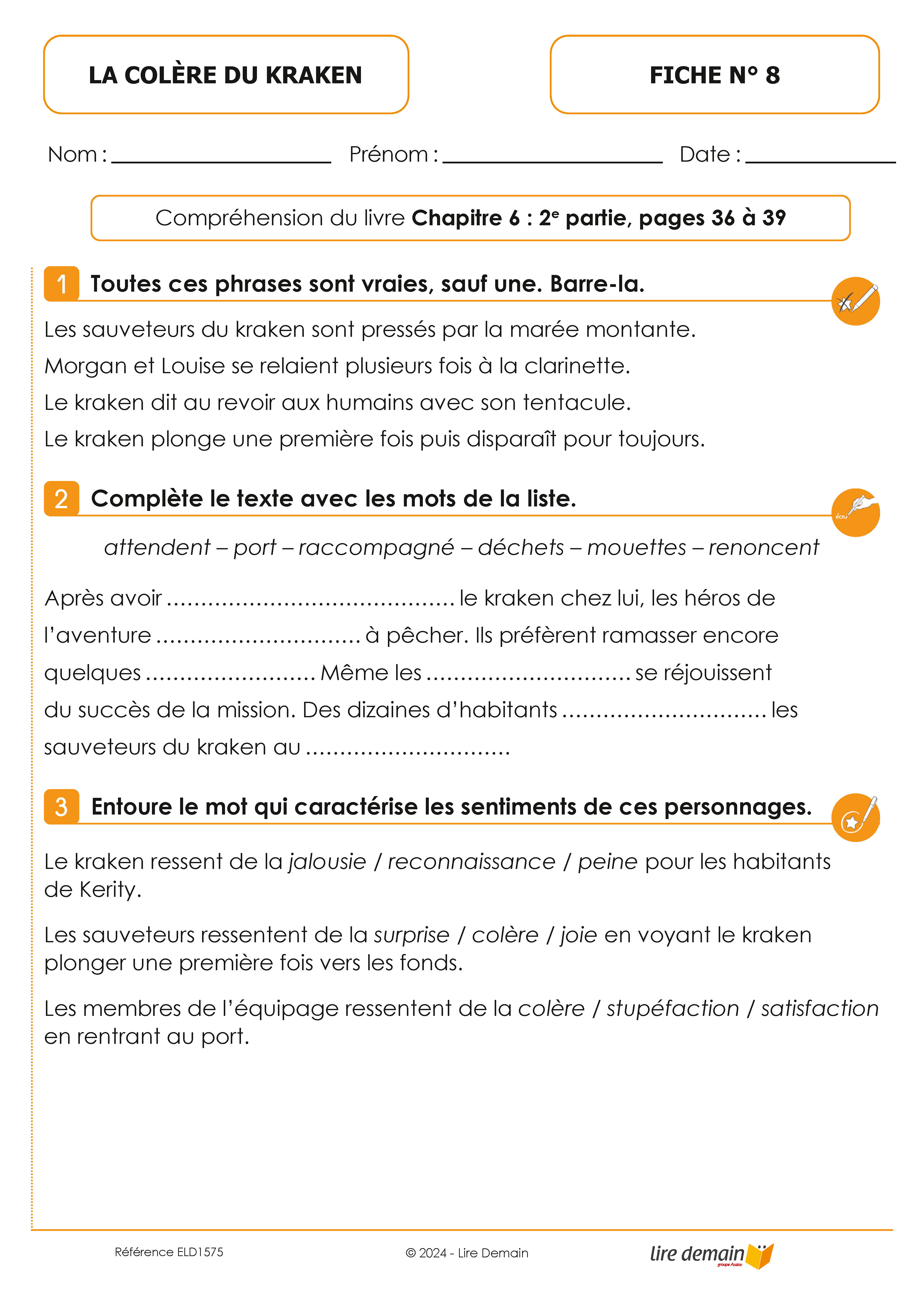 LECTURE SUIVIE LA COLERE DU KRAKEN (FICHIER SEUL)