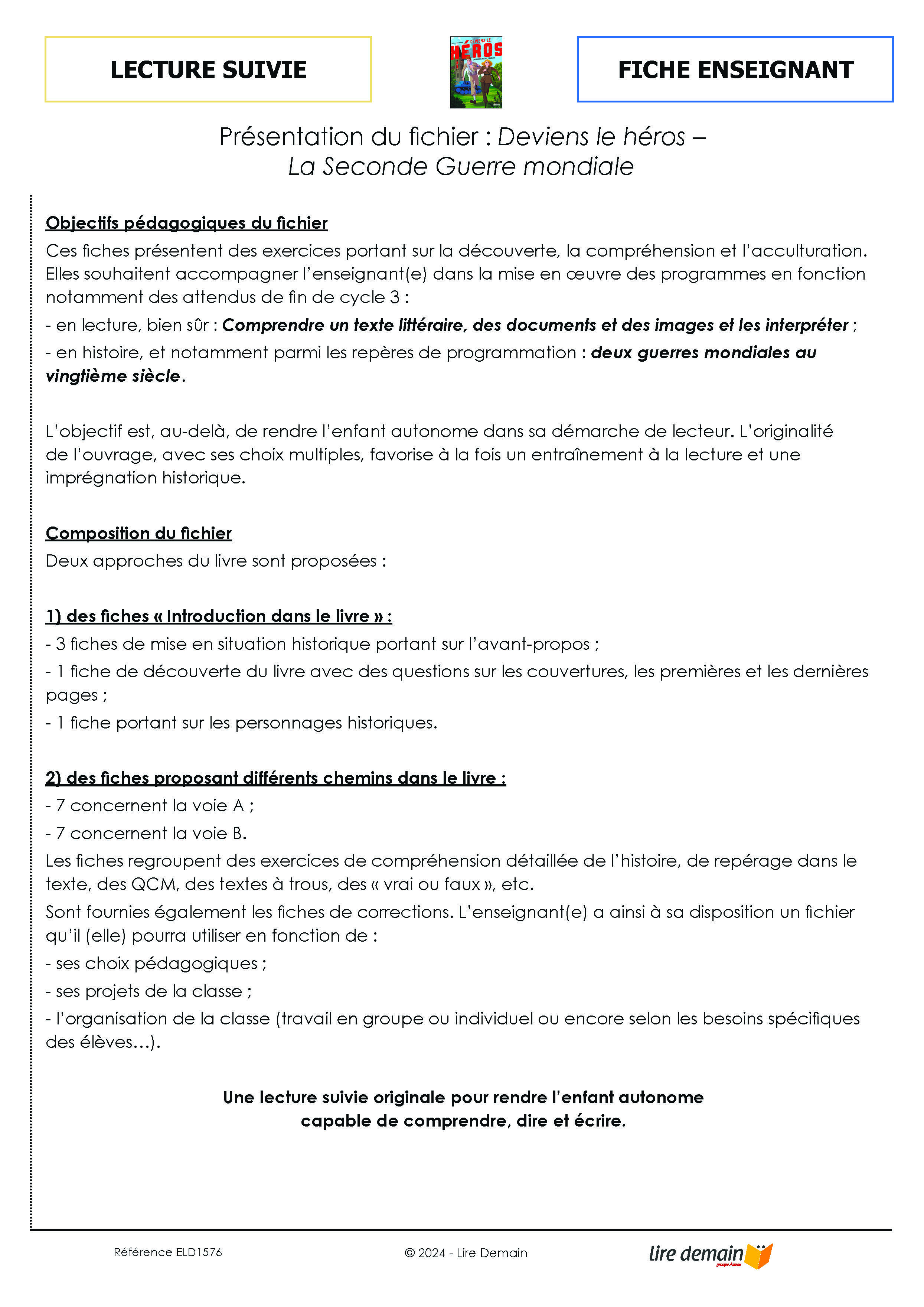 LECTURE SUIVIE - LA SECONDE GUERRE MONDIALE (DEVIENS LE HEROS) (FICHIER SEUL)