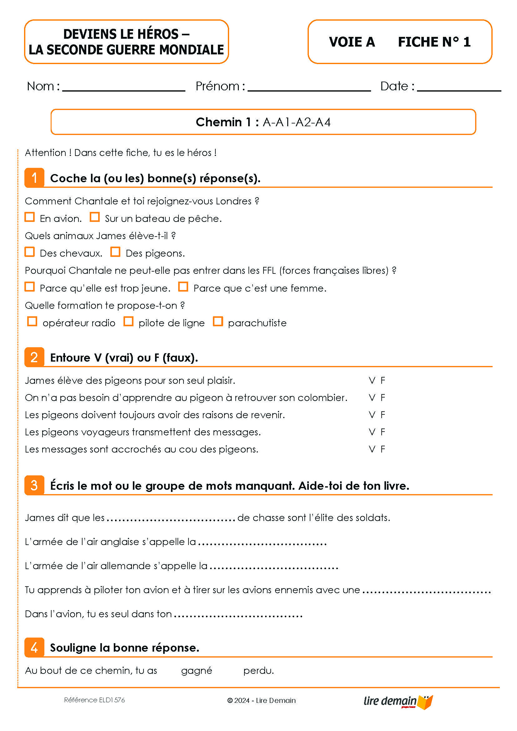 LECTURE SUIVIE - LA SECONDE GUERRE MONDIALE (DEVIENS LE HEROS) (FICHIER SEUL)
