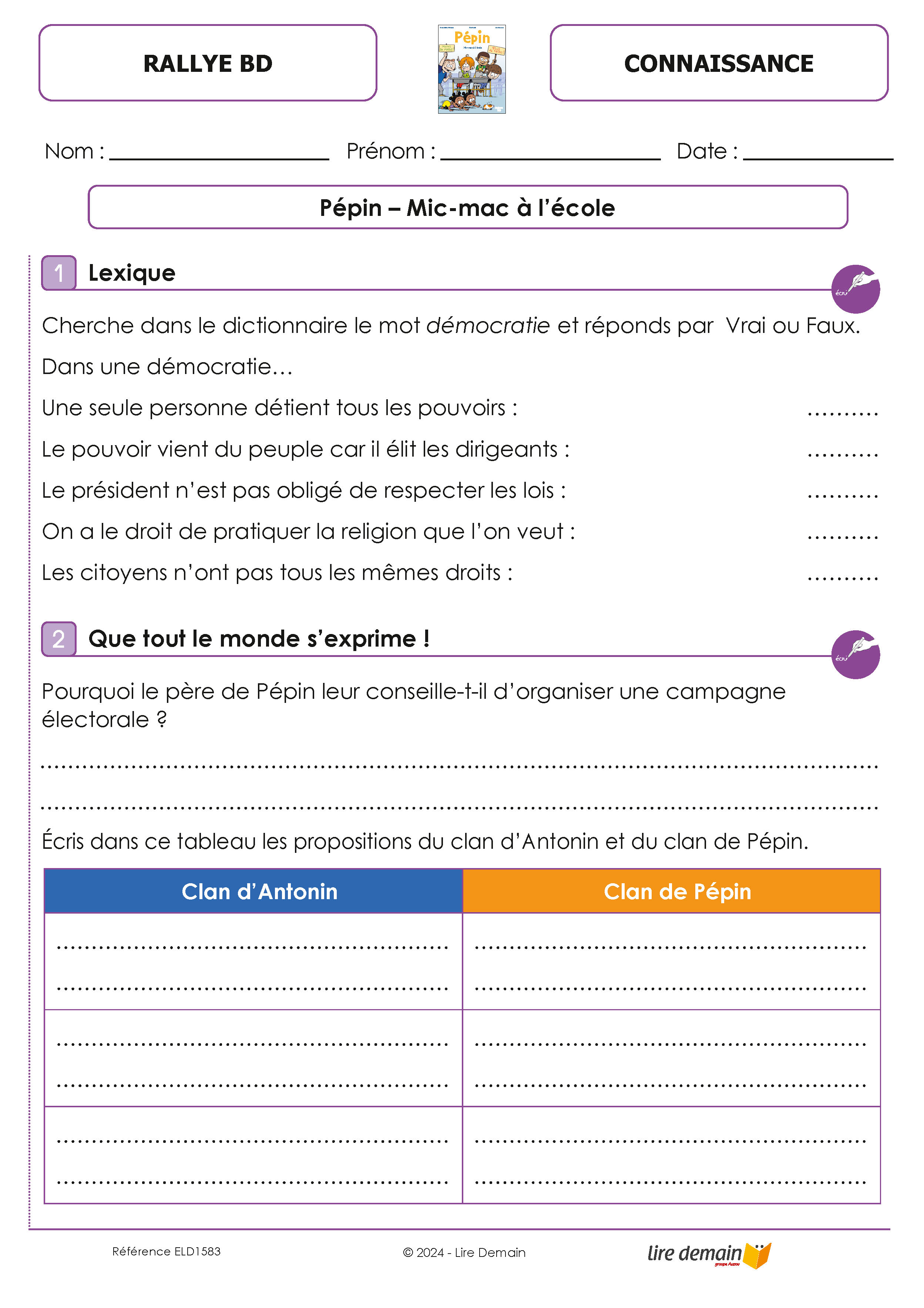 RALLYE LECTURE - JE DECOUVRE LA BD 2024