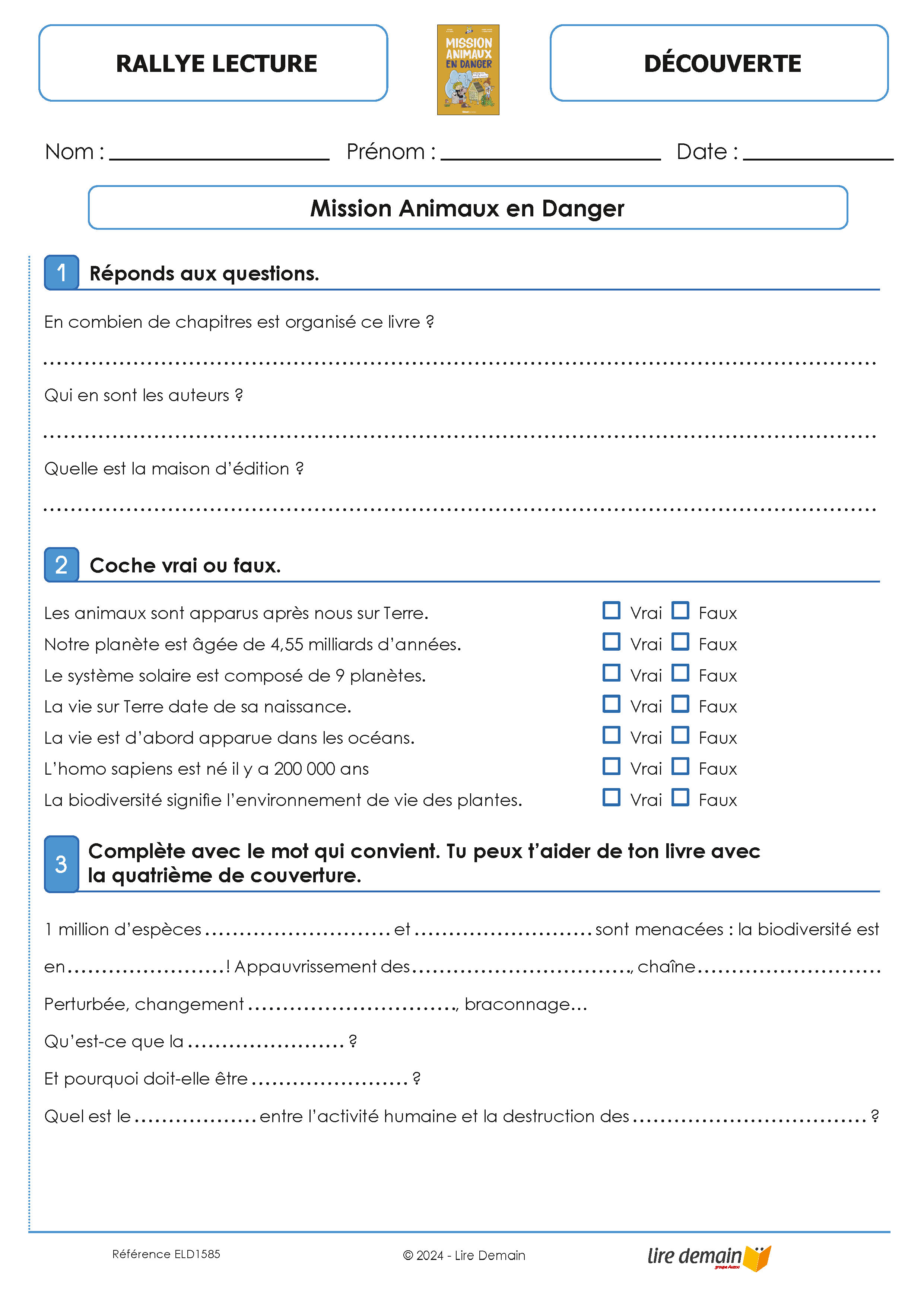 RALLYE LECTURE - MISSION ECOLOGIE (FICHIER SEUL)