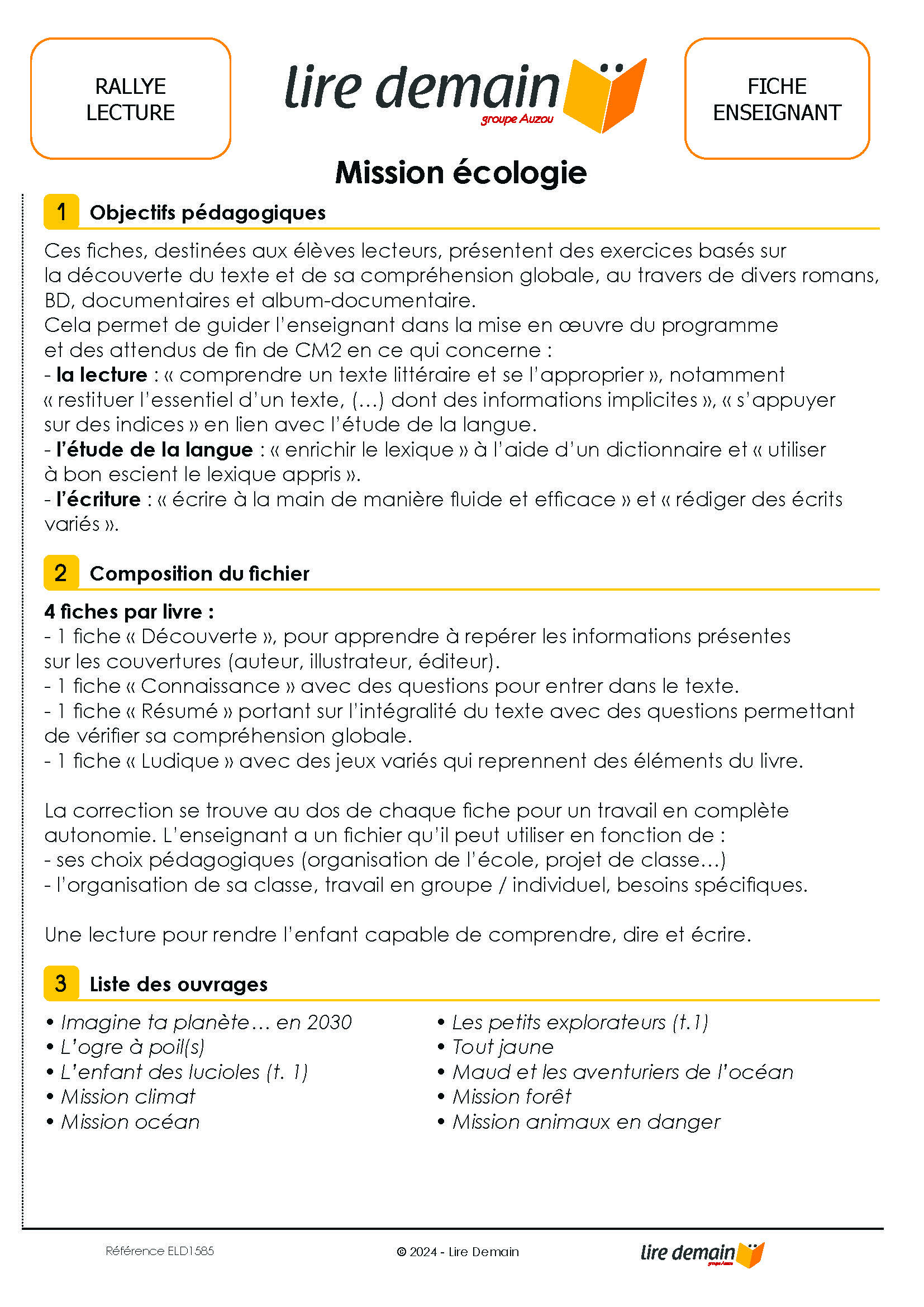 RALLYE LECTURE - MISSION ECOLOGIE