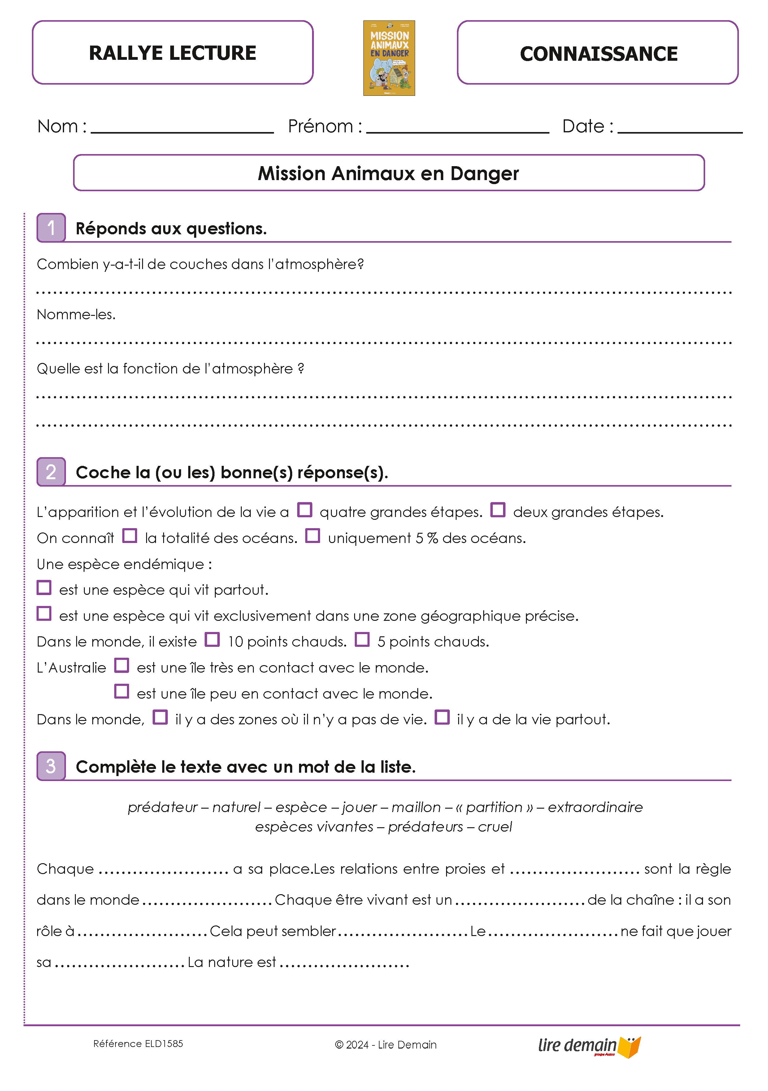 RALLYE LECTURE - MISSION ECOLOGIE