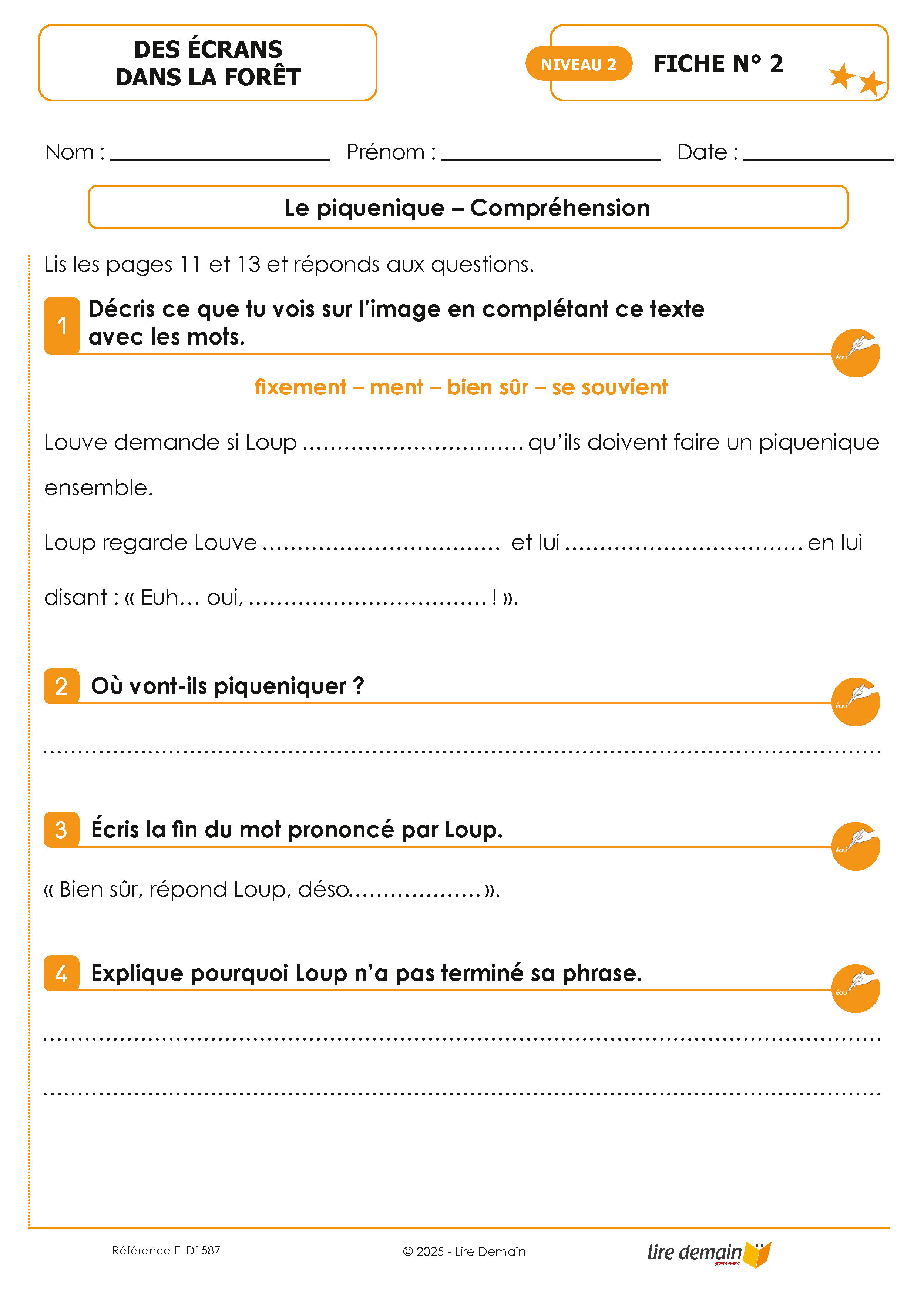 LECTURE SUIVIE - DES ECRANS DANS LA FORET  (25 EX)