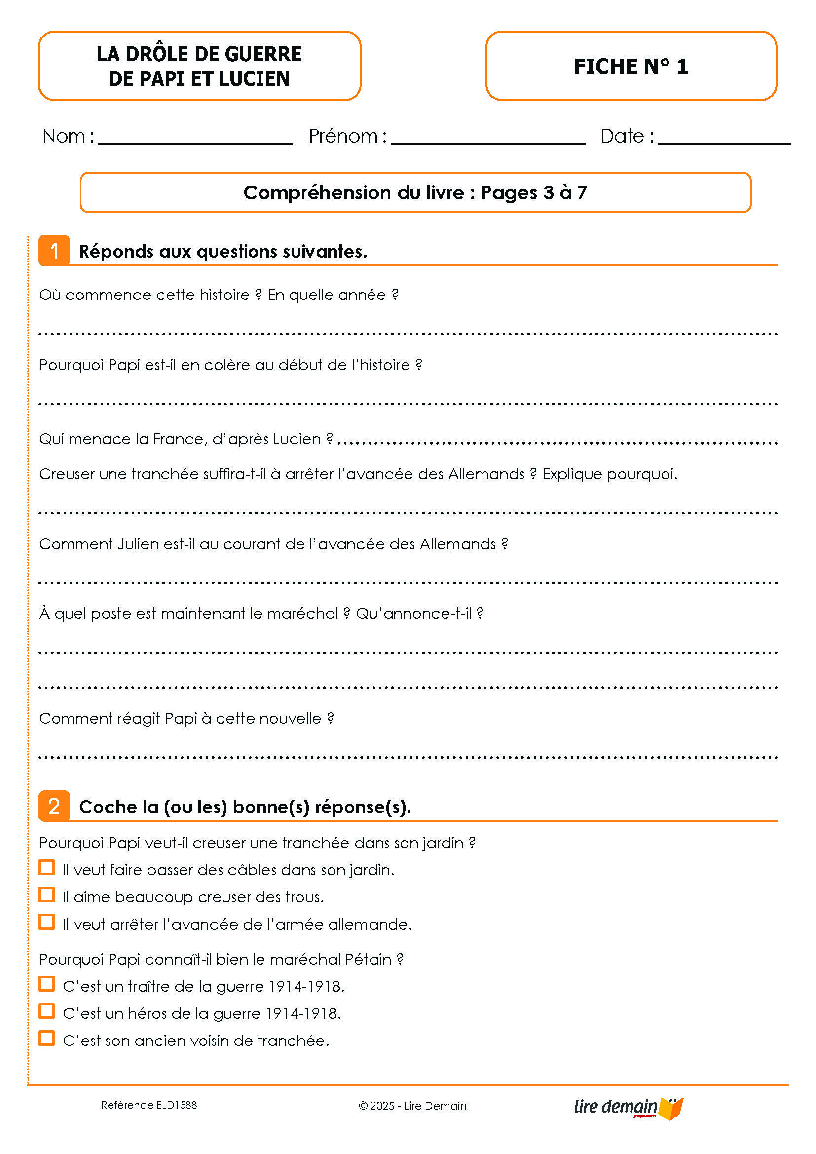 LECTURE SUIVIE - LA DROLE DE GUERRE DE PAPI ET LUCIEN  (25 EX)