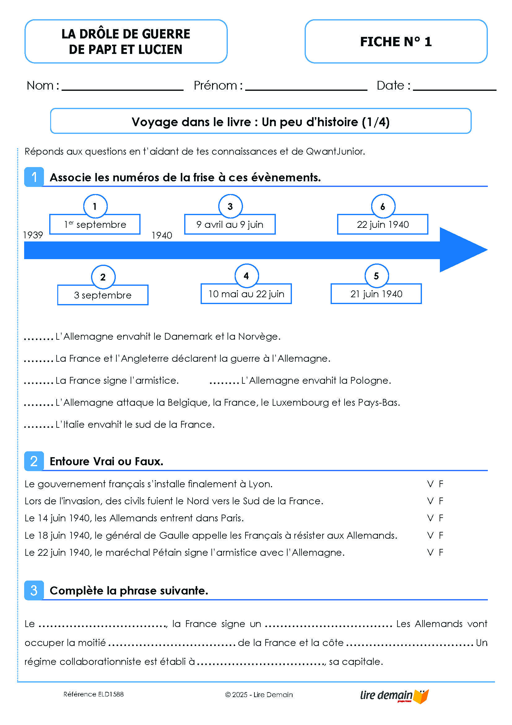 LECTURE SUIVIE - LA DROLE DE GUERRE DE PAPI ET LUCIEN  (25 EX)