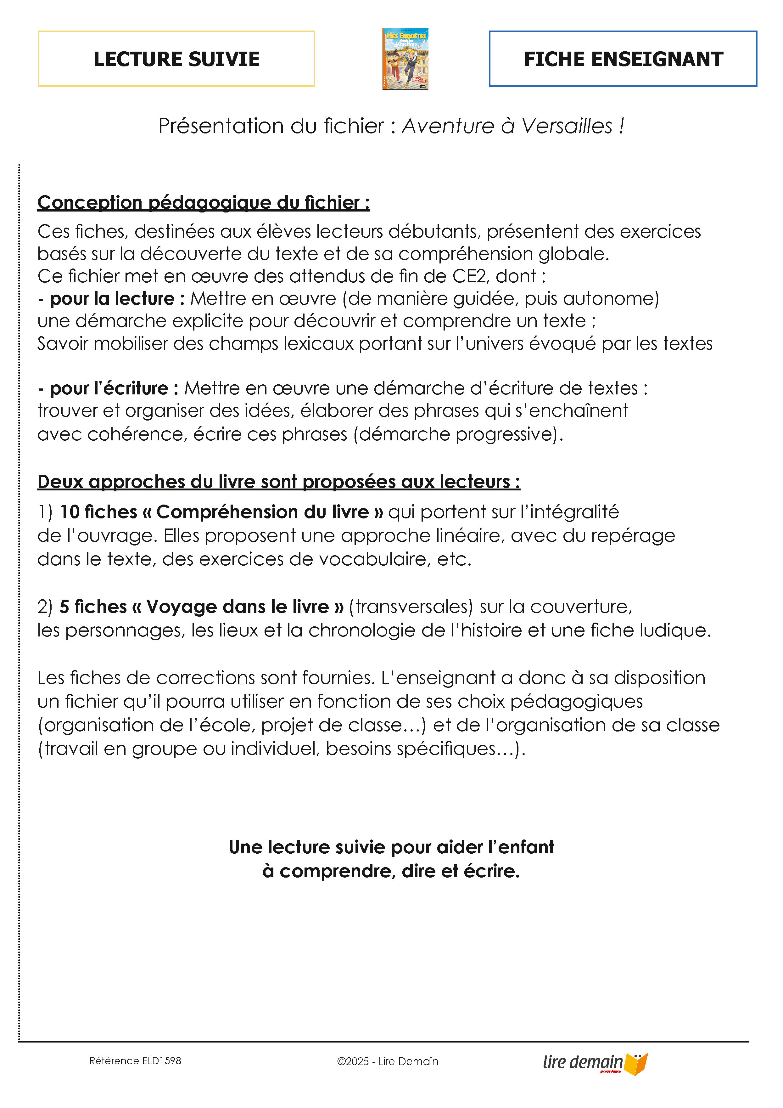 LECTURE SUIVIE - AVENTURE A VERSAILLES ! (FICHIER SEUL)