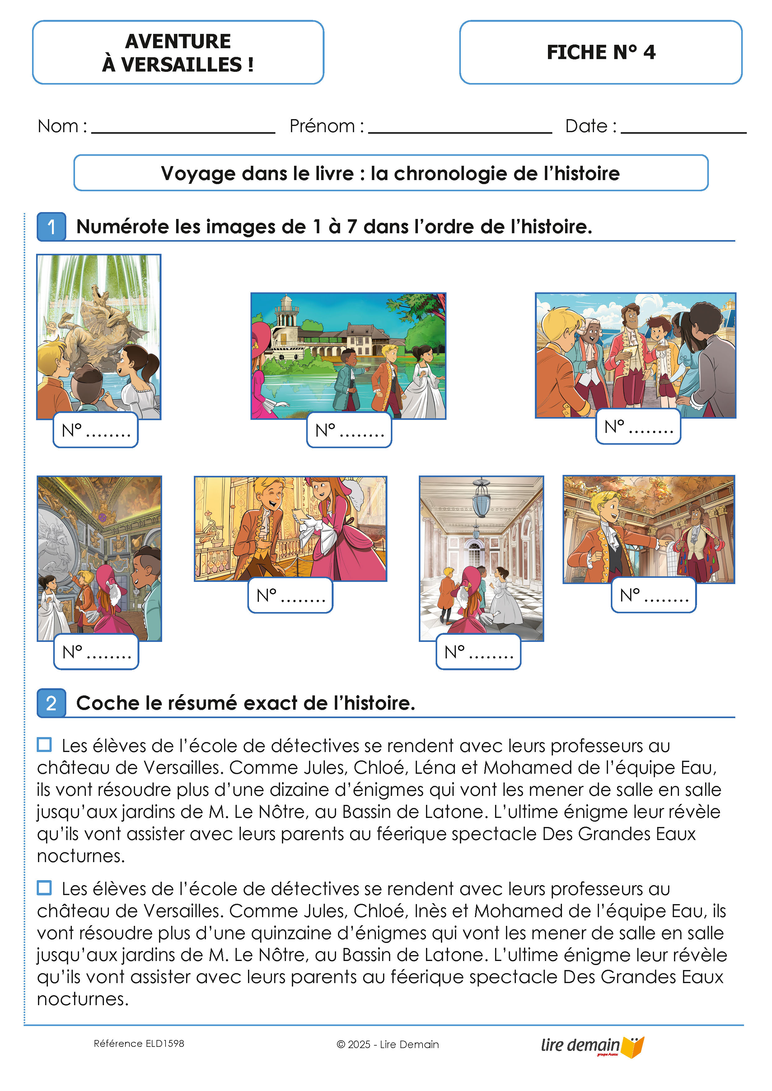 LECTURE SUIVIE - AVENTURE A VERSAILLES ! (FICHIER SEUL)