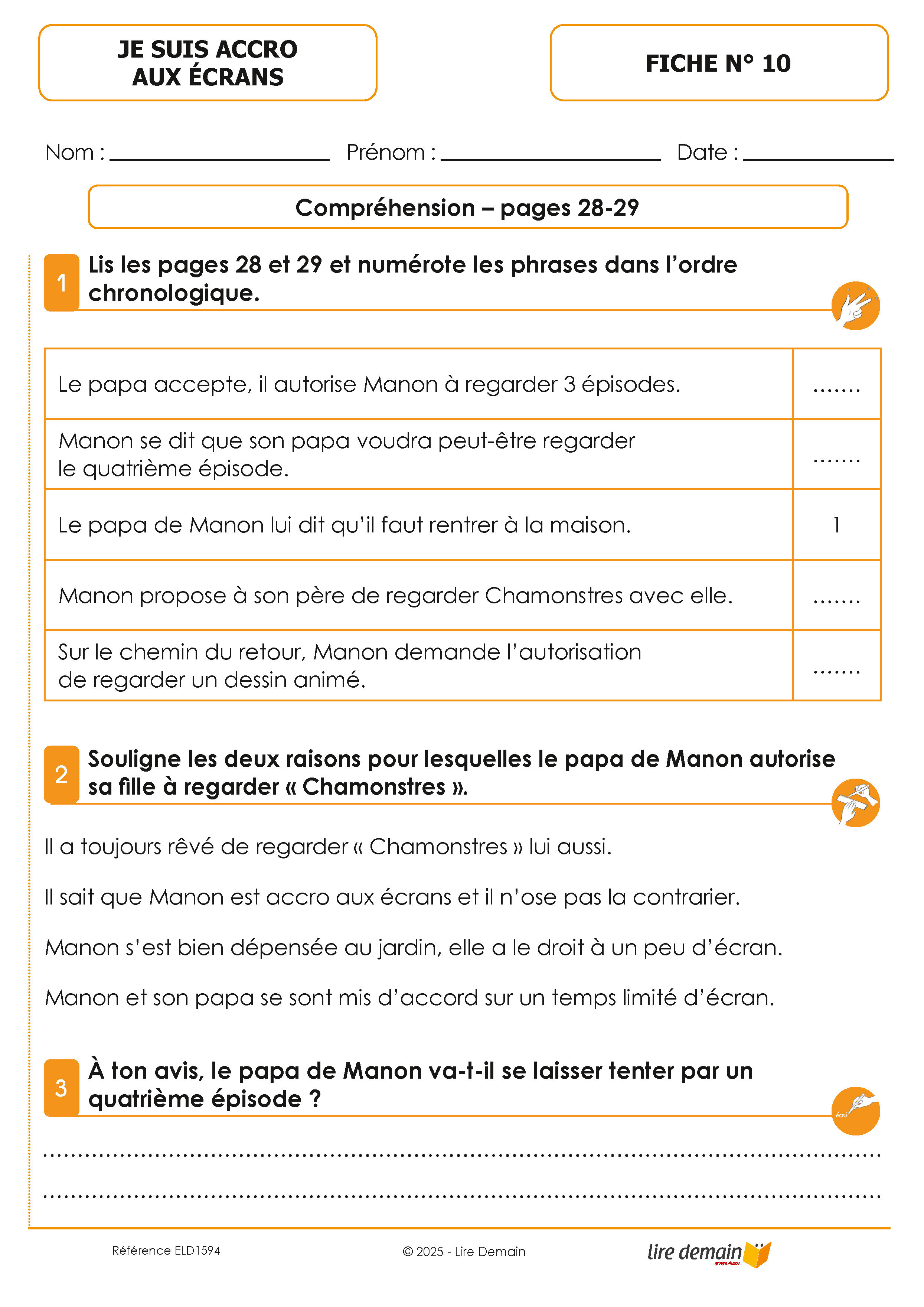 LECTURE SUIVIE - JE SUIS ACCRO AUX ECRANS (25 EX)