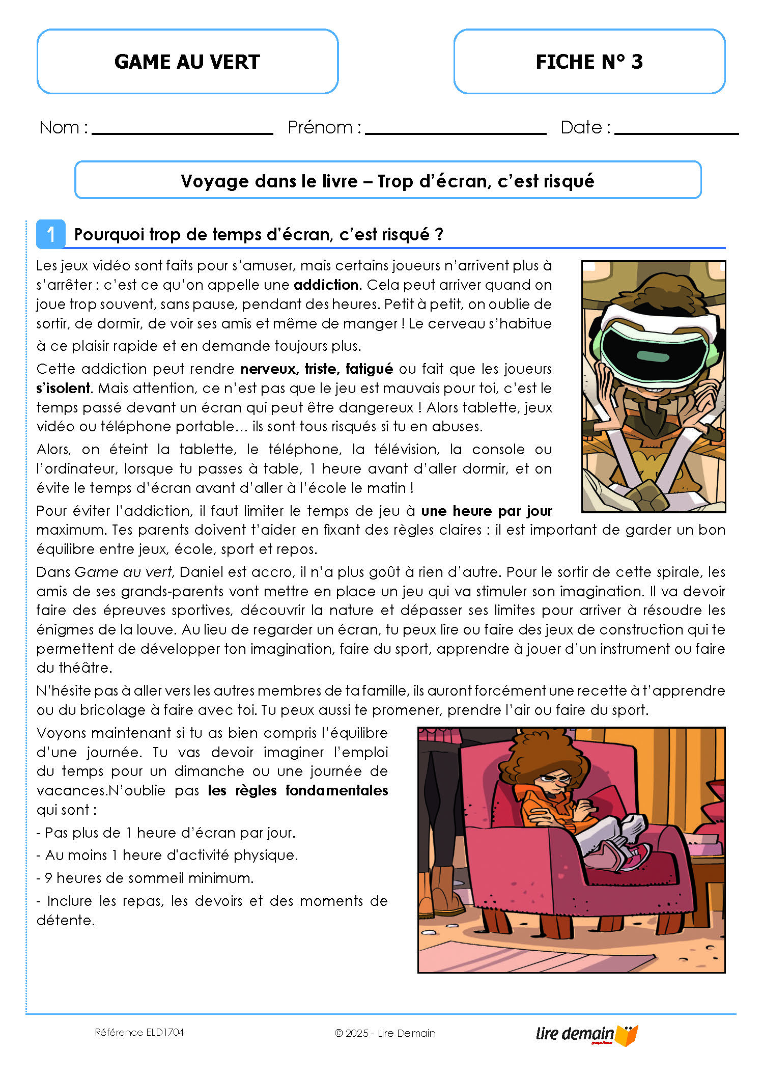 LECTURE SUIVIE - GAME AU VERT (FICHIER SEUL)