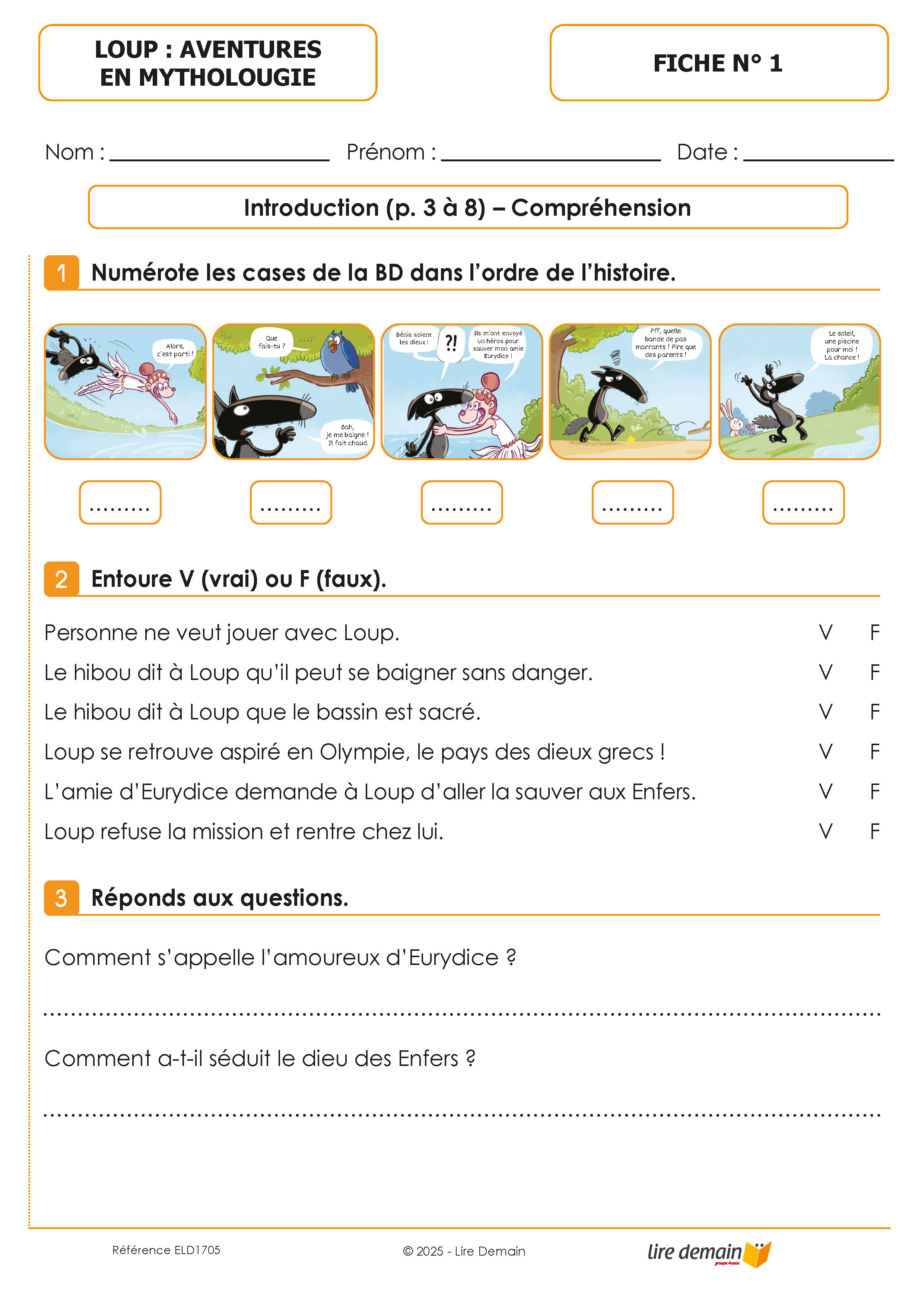 LECTURE SUIVIE - AVENTURES EN MYTHOLOUGIE - LA BD DE LOUP (FICHIER SEUL)