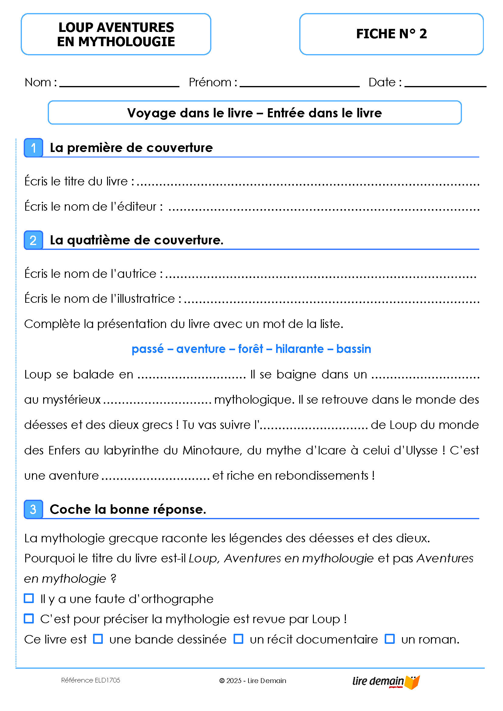 LECTURE SUIVIE - AVENTURES EN MYTHOLOUGIE - LA BD DE LOUP (FICHIER SEUL)