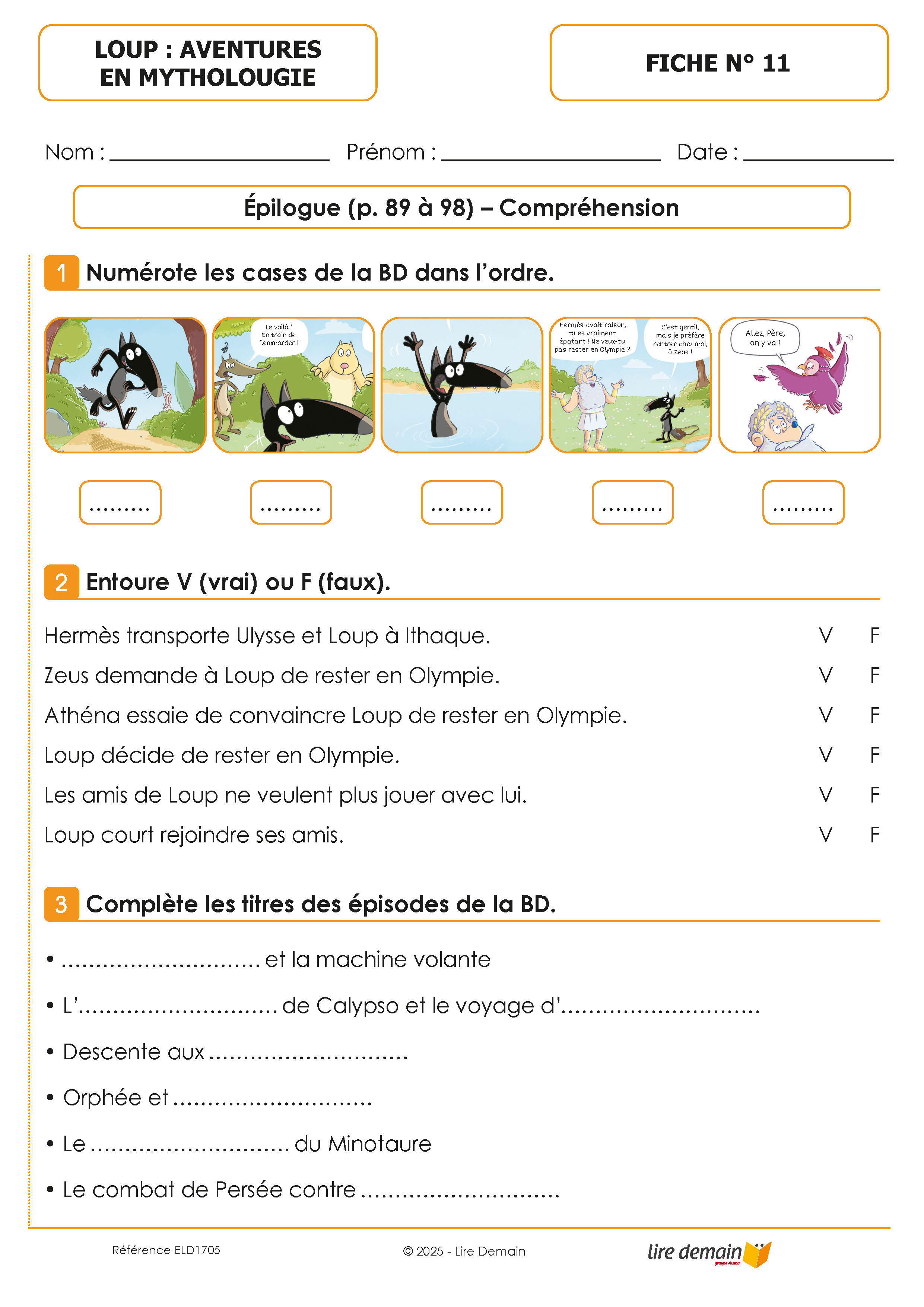 LECTURE SUIVIE - AVENTURES EN MYTHOLOUGIE - LA BD DE LOUP (25 EX)