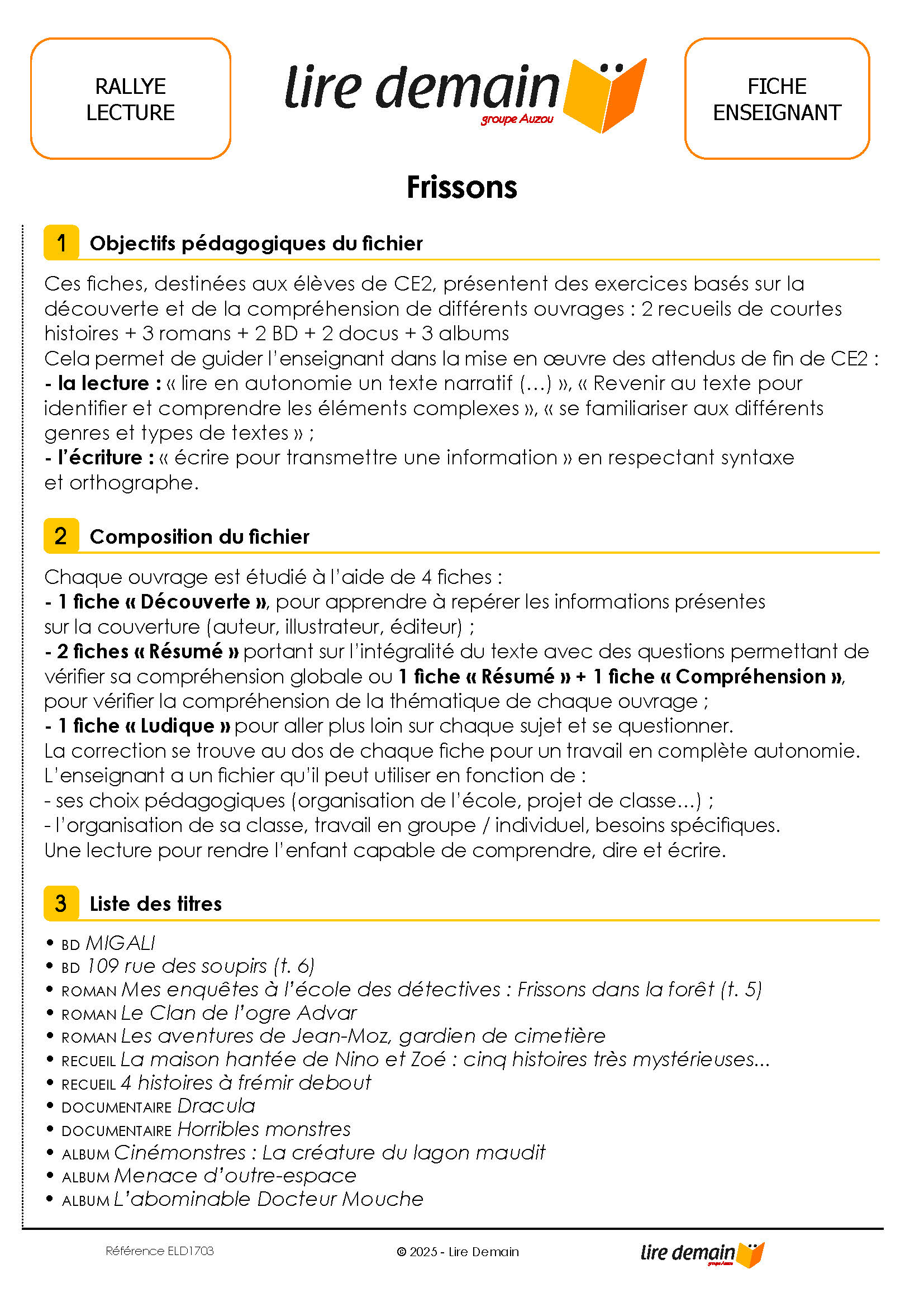 RALLYE LECTURE - FRISSONS