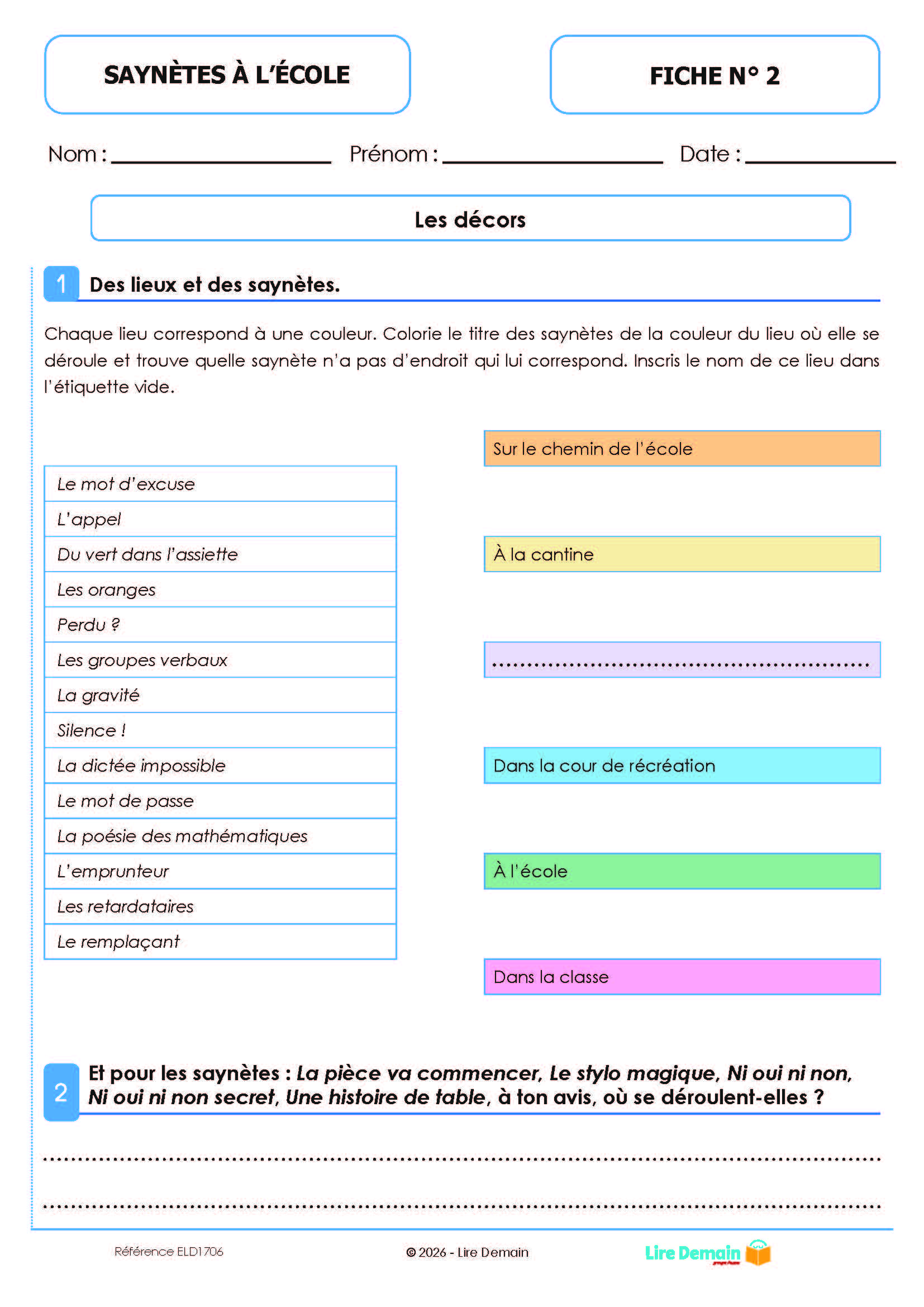 LECTURE SUIVIE - SAYNETES A L
